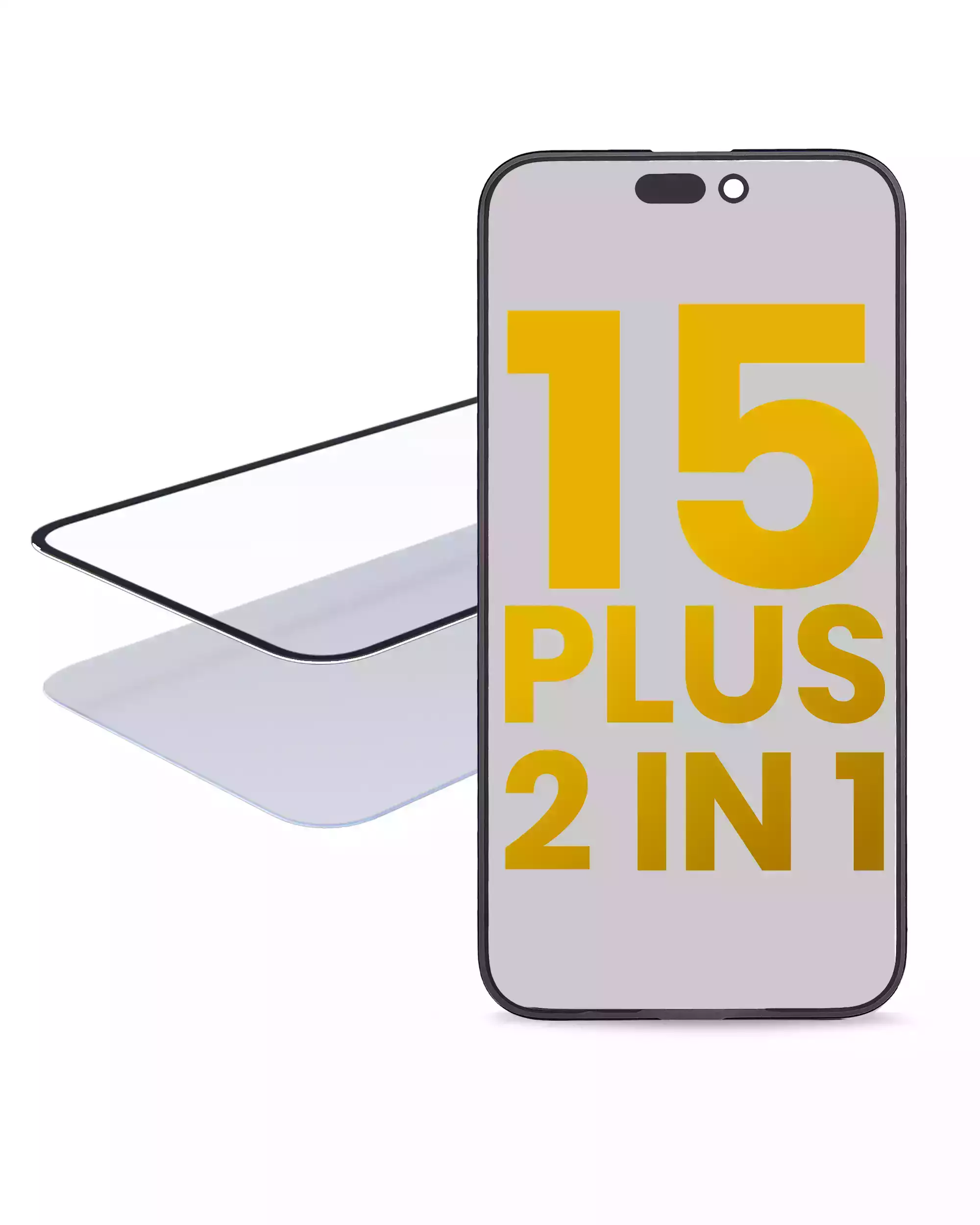 2'si 1 Arada (Cam + OCA Önceden Yüklenmiş) İphone 15 Plus (OCA Master) (2'li Paket) ile Uyumlu