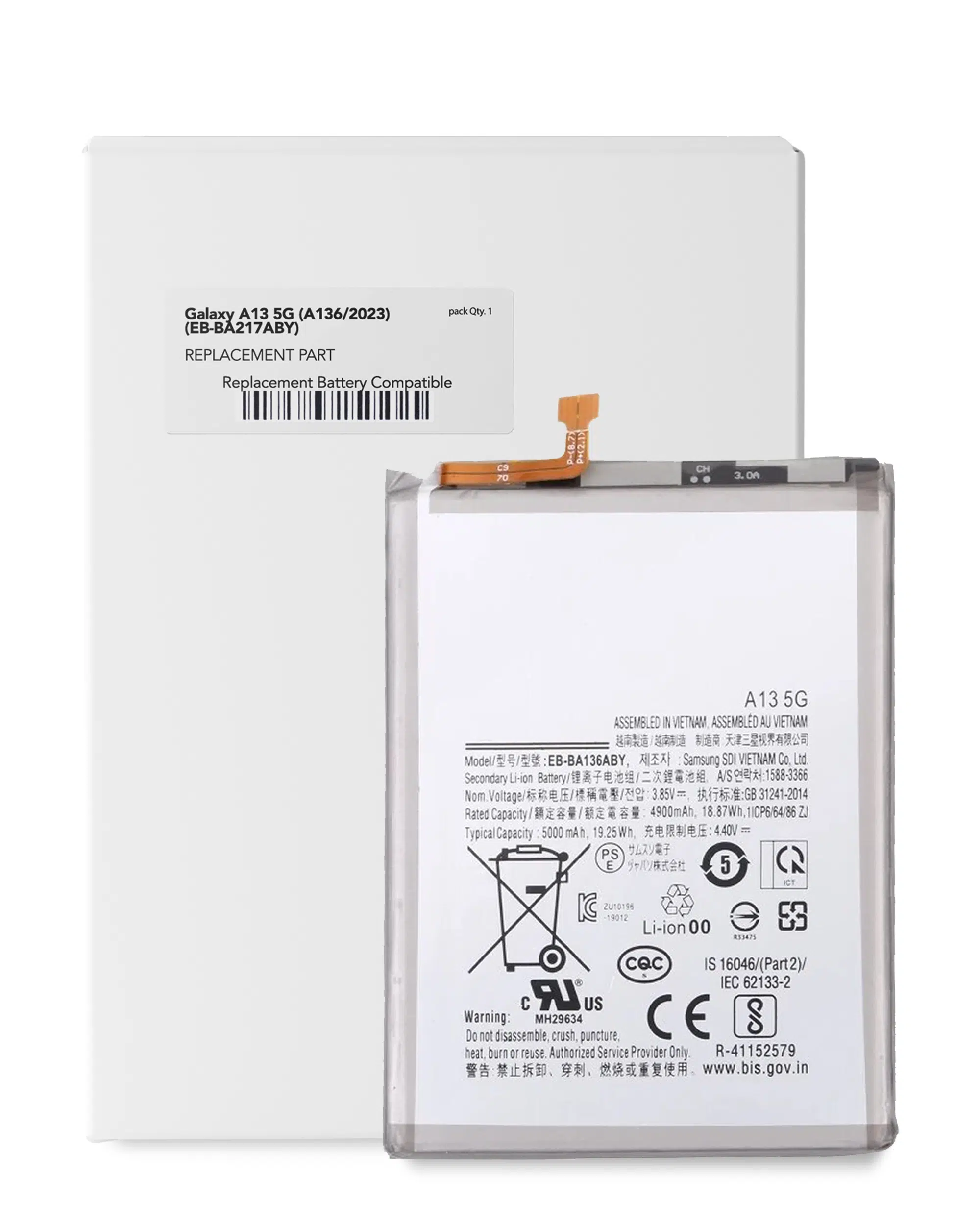Samsung Galaxy A13 5G (A136/2023) (EB-BA217ABY) (Servis Paketi) İle Uyumlu Batarya Pil Garantili 