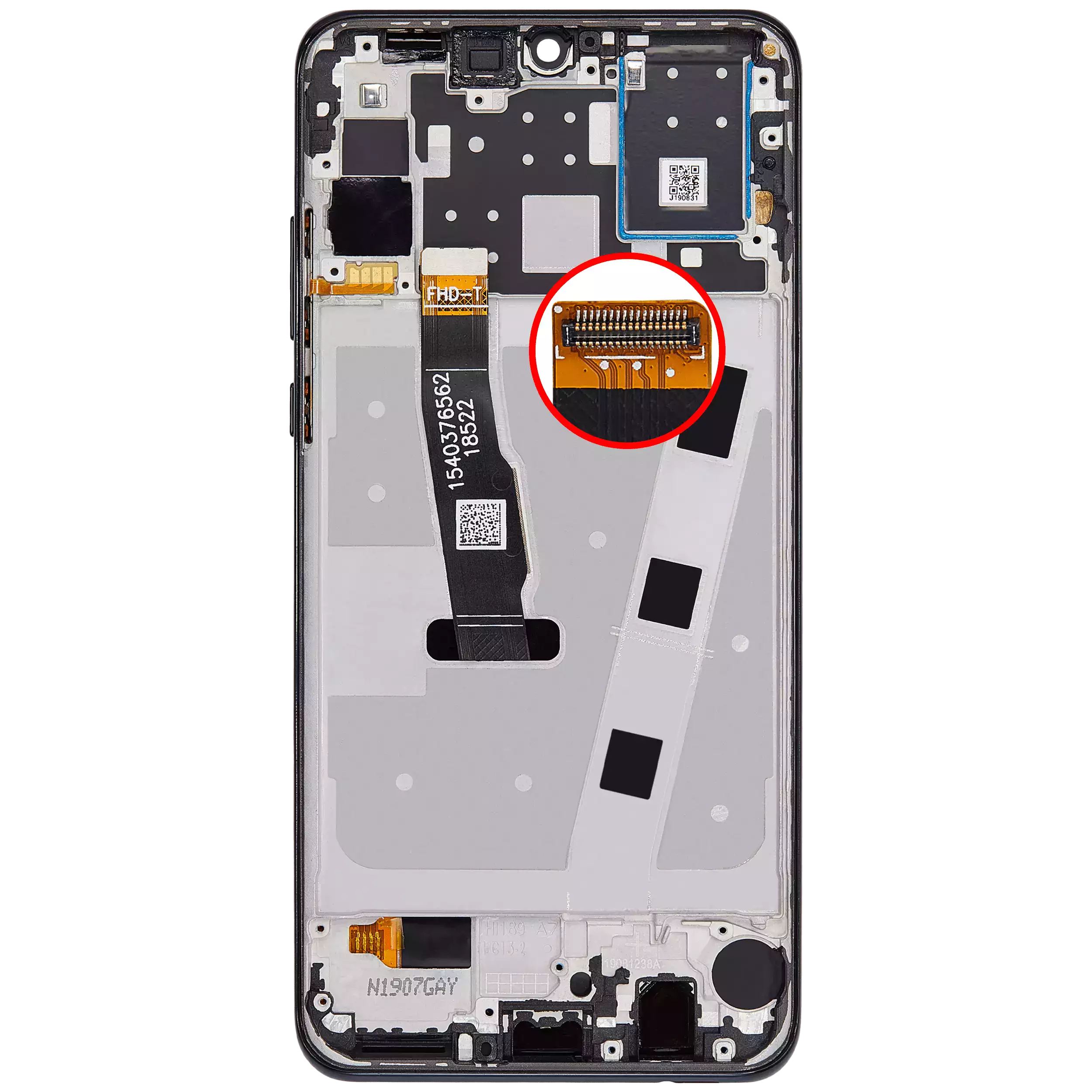 Huawei P30 Lite ile Uyumlu Çerçeveli Ekran Dokunmatik Siyah (%100 Orijinal Ürün) 128gb