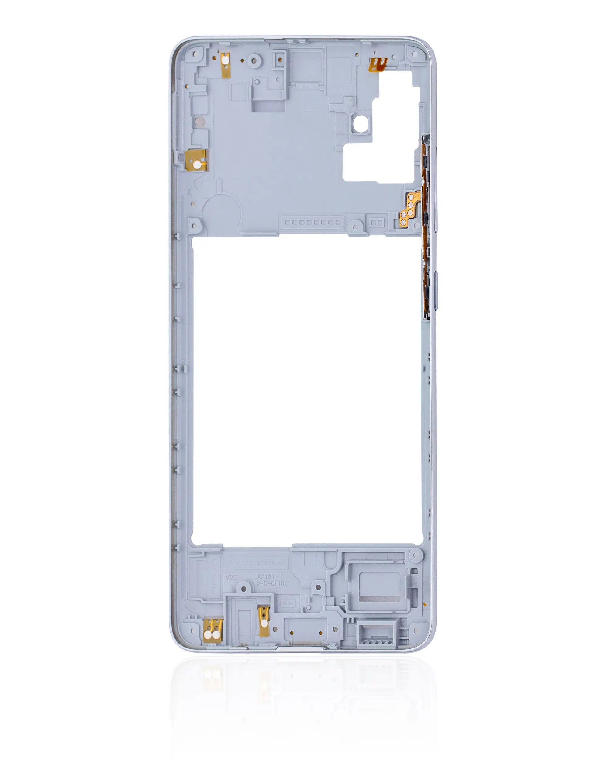Samsung Galaxy A51 4G (A515 / 2019) (Prizma Ezilmiş Beyaz) ile Uyumlu Orta Çerçeve Muhafaza 