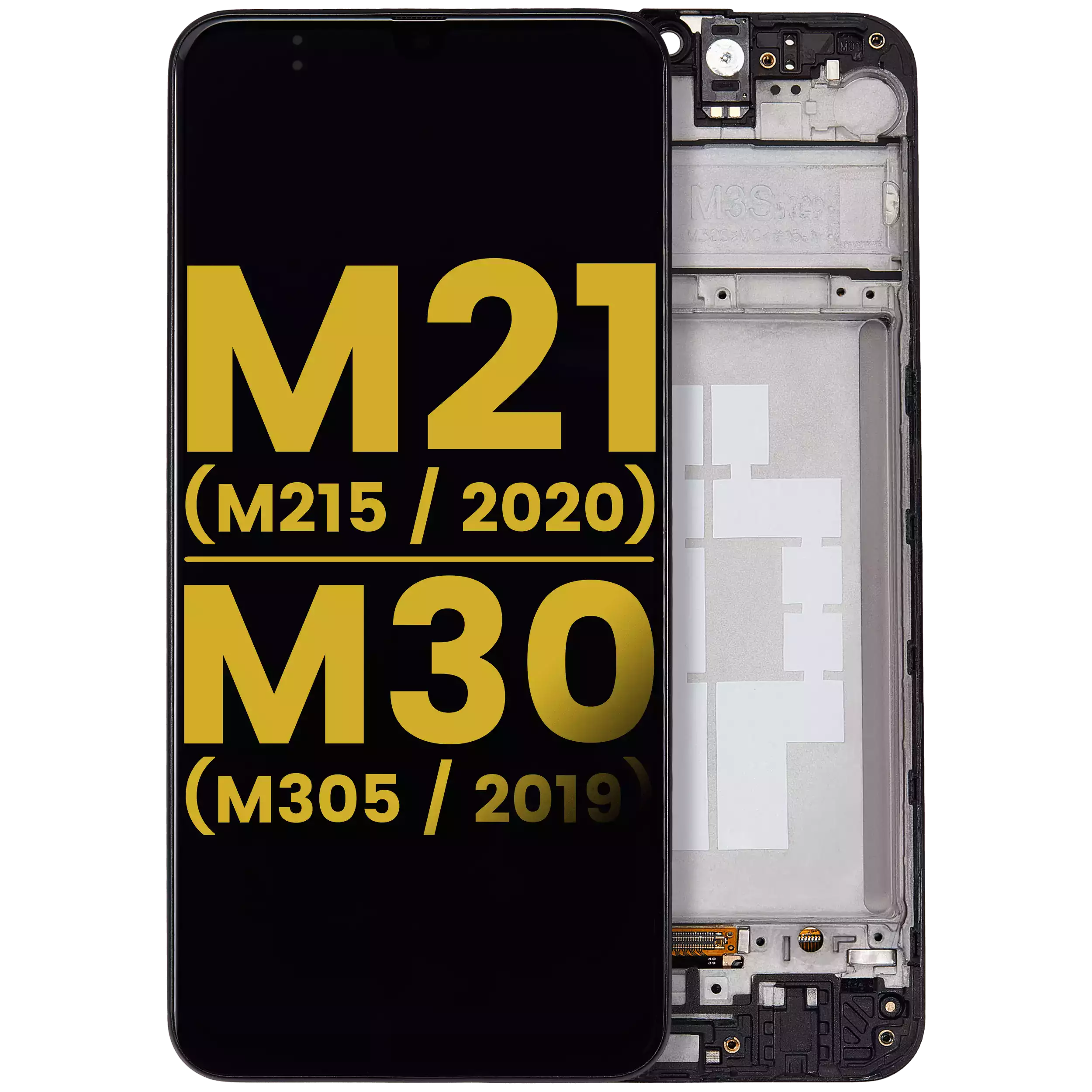 Samsung Galaxy M21 (M215 / 2020) / M30 (M305 / 2019) İle Uyumlu Çerçeveli Ekran Dokunmatil OLED