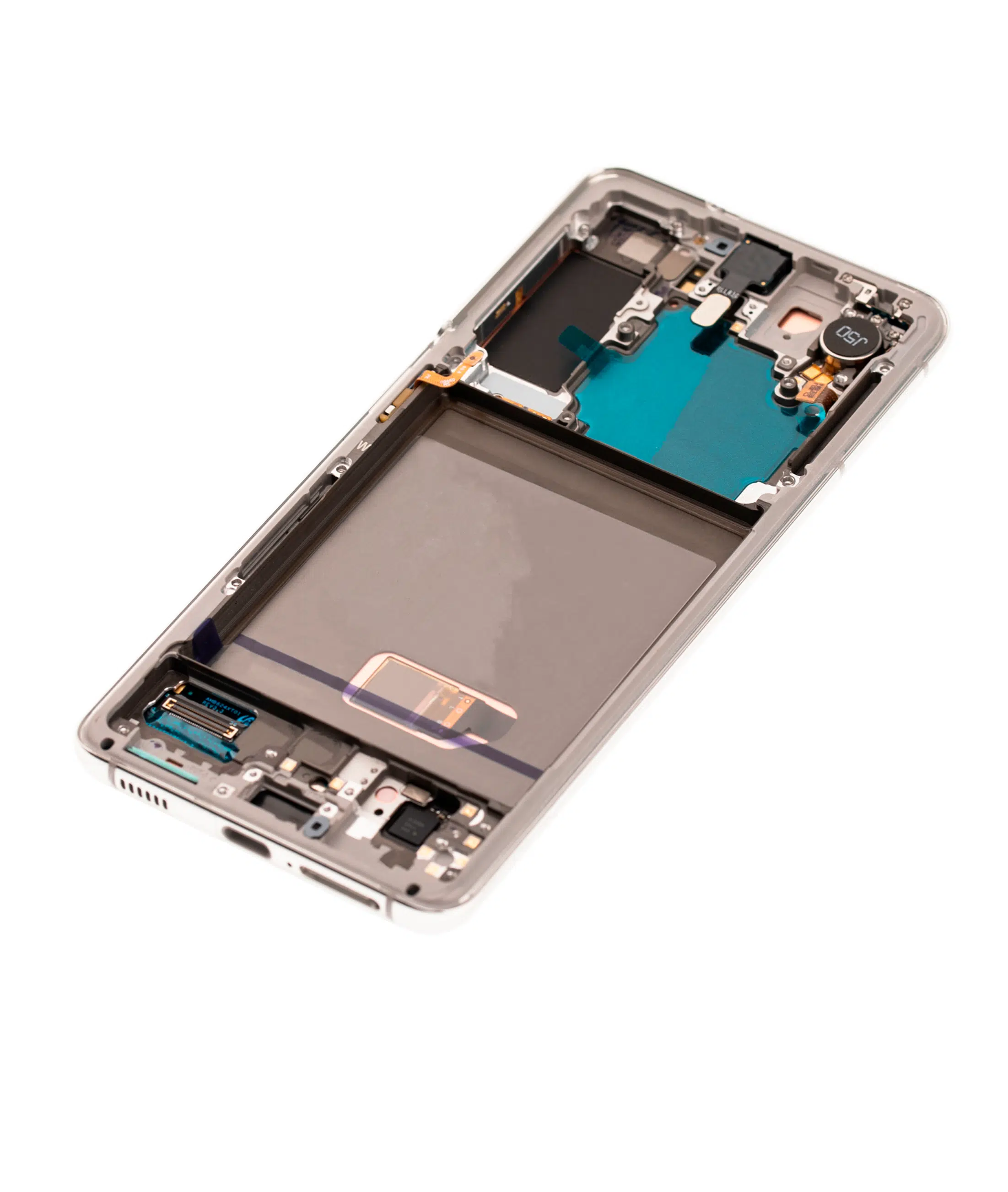 Samsung Galaxy S21 5G (Servis Paketi) (Phantom White) İle Uyumlu Çerçeveli OLED Montajı 