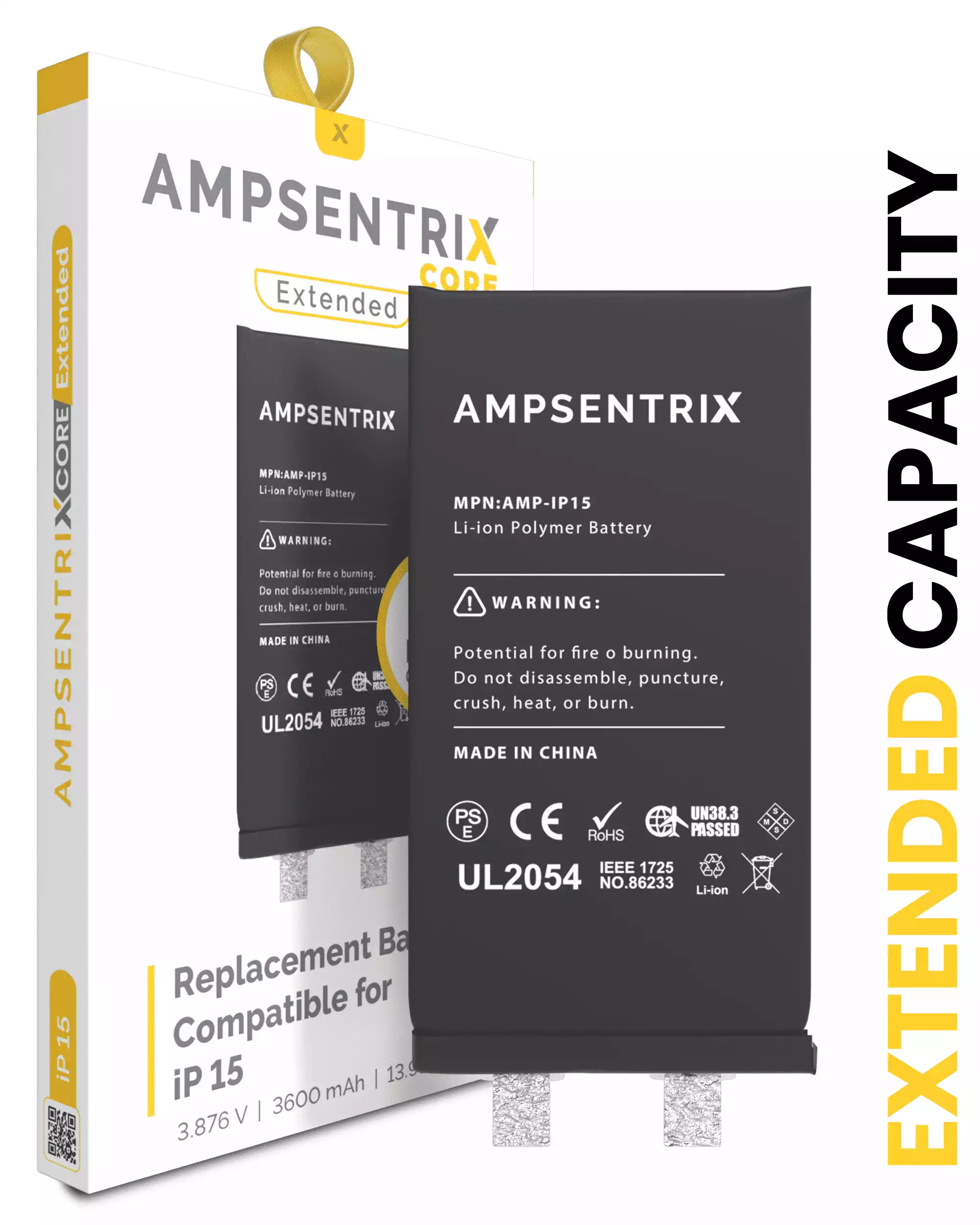 İphone 15 ile Uyumlu Batarya Pil Garantili (Punta Kaynağı Gerekli) (AmpSentrix Core Extended)