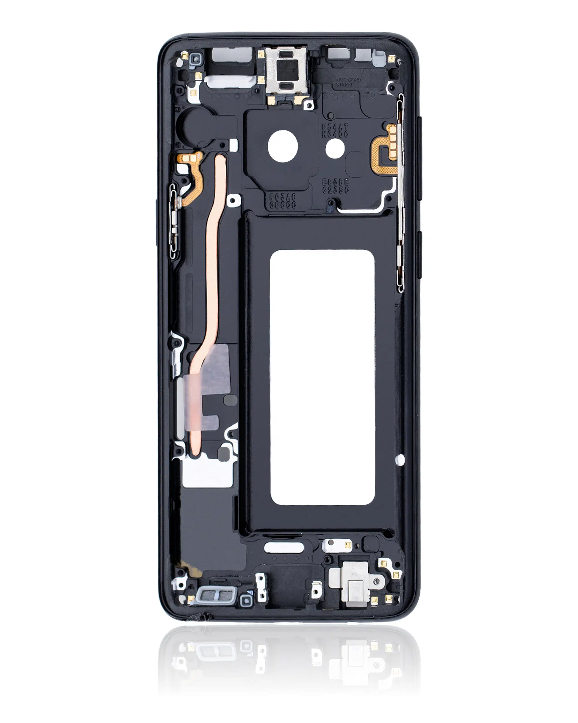 Samsung Galaxy S9 ile Uyumlu Orta Çerçeve Muhafaza (Küçük Parçalarla) (Gece ​​Yarısı Siyah Çerçeve) 