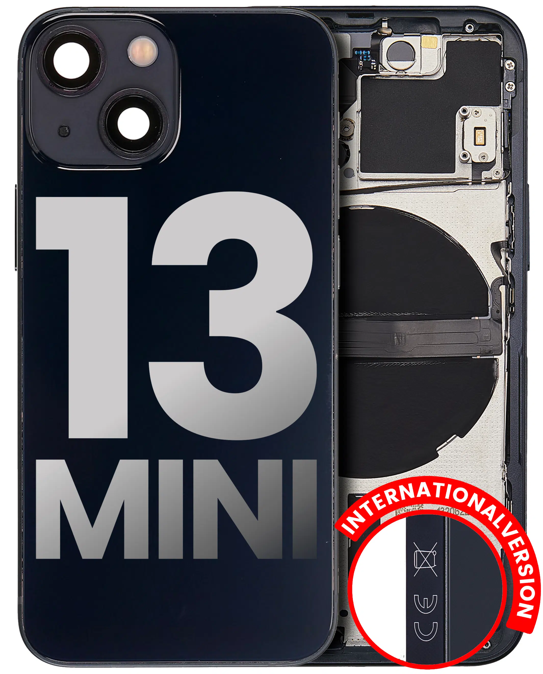 İphone 13 Mini İle Uyumlu Kasa Kapak Set Siyah İçi Boş (Logolu) 1/1 Kasa