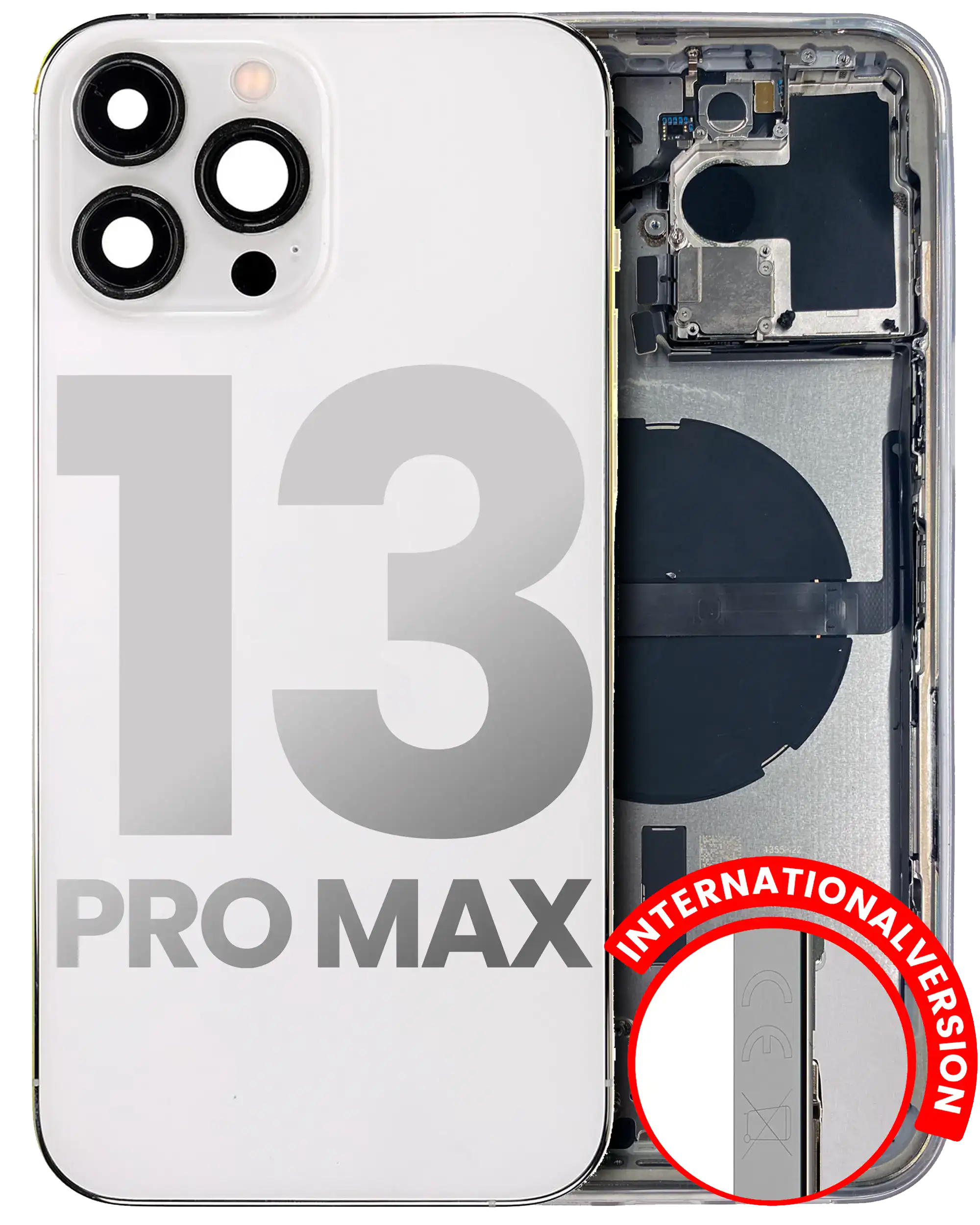 İphone 13 Pro Max İle Uyumlu Kasa Kapak Set Beyaz İçi Boş (Logolu) 1/1 Kasa