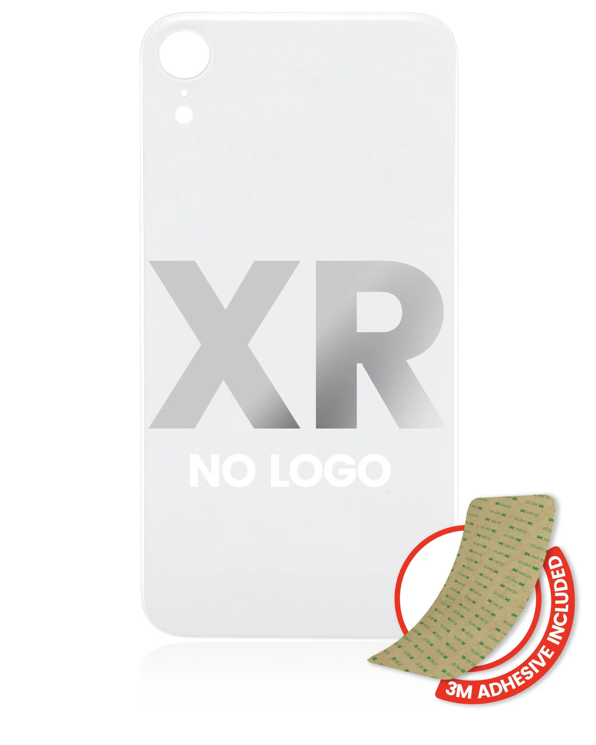 İphone XR İle Uyumlu Arka Cam Beyaz (Logolu / Büyük Kamera Deliği)
