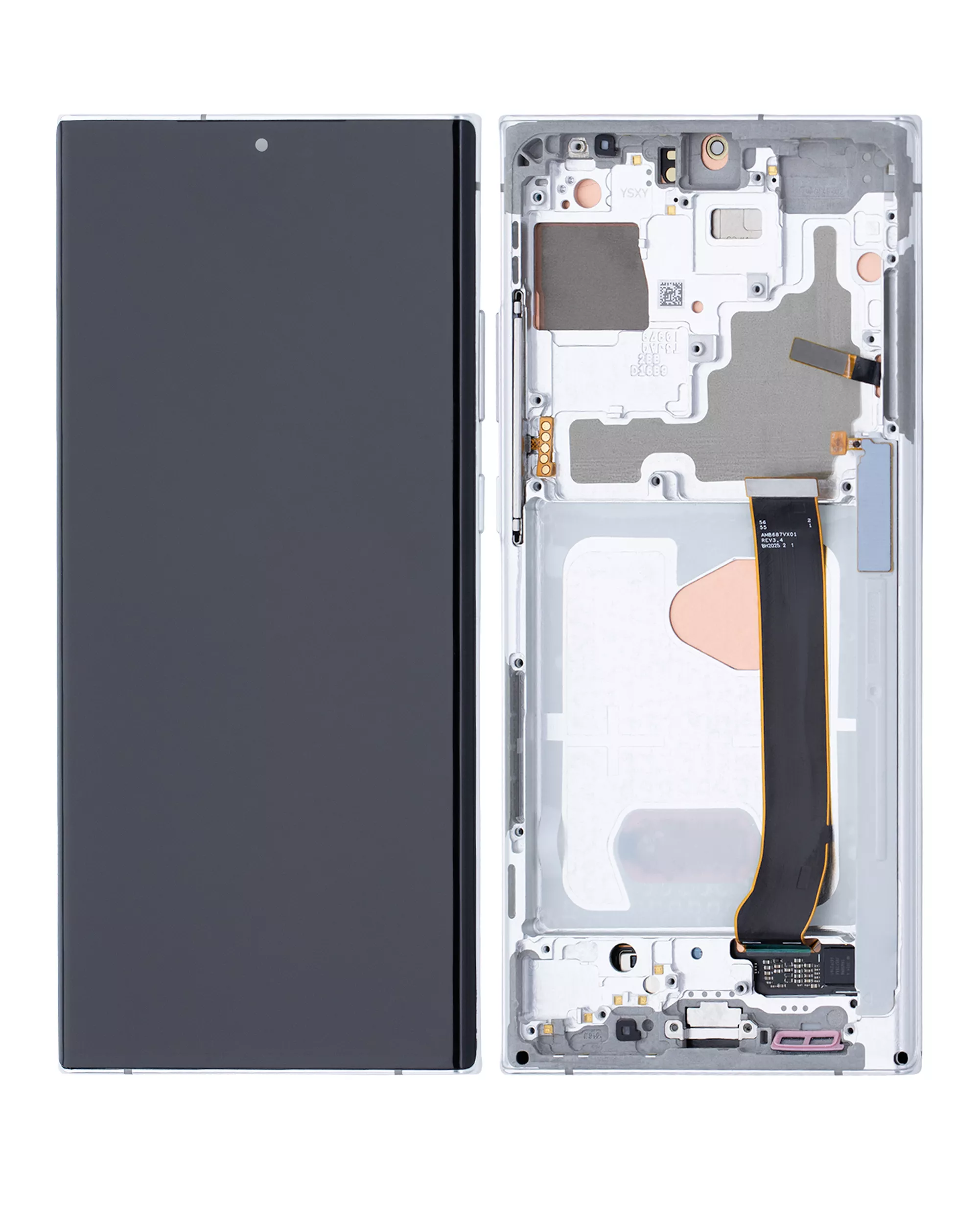 Samsung Galaxy Note 20 Ultra 5G (Servis Paketi) İle Uyumlu Çerçeveli OLED Montaj (Mistik Beyaz... 