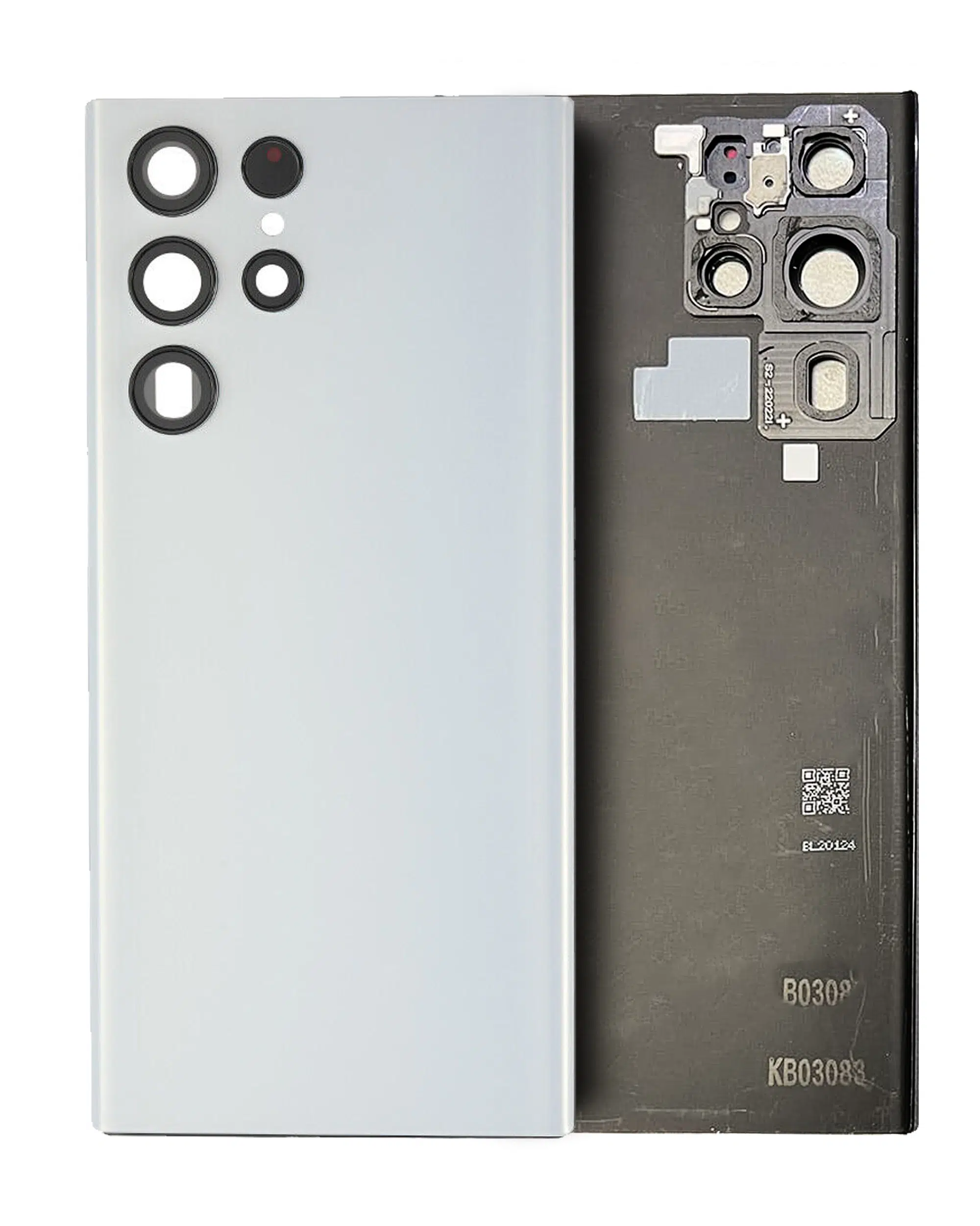 Arka Kapak Camı Kamera Lensli Uyumlu Samsung Galaxy S22 Ultra (Servis Paketi) (Beyaz) 