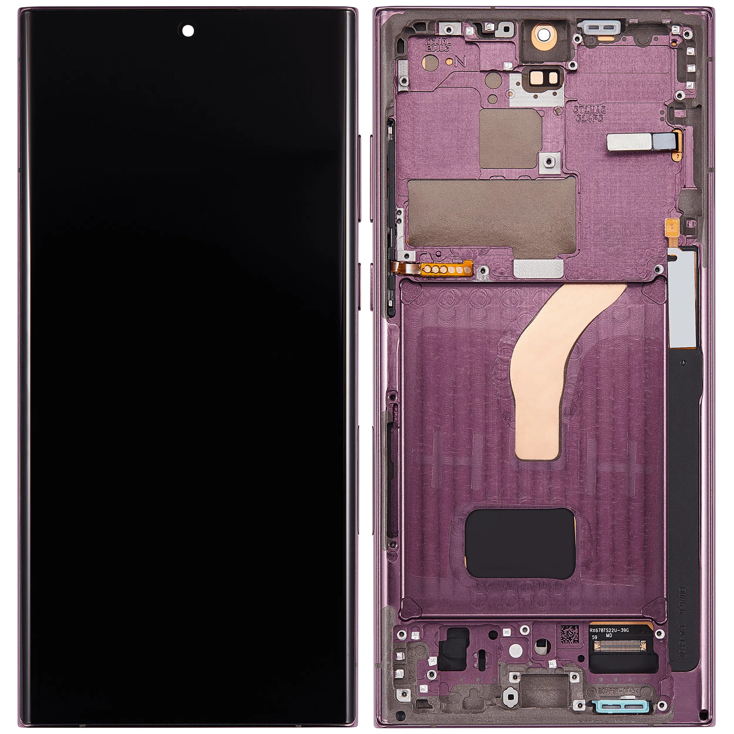 Samsung Galaxy S22 Ultra 5G (Servis Paketi) (Bordo) İle Uyumlu Çerçeveli OLED Montajı 