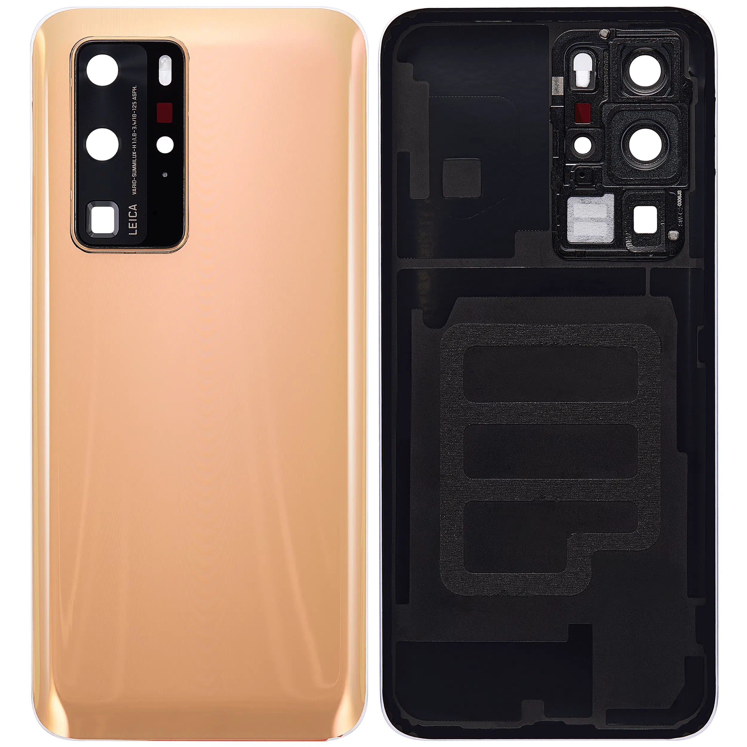 Huawei P40 Pro İle Uyumlu Kamera Lensli Arka Kapak Camı (Allık Altın)