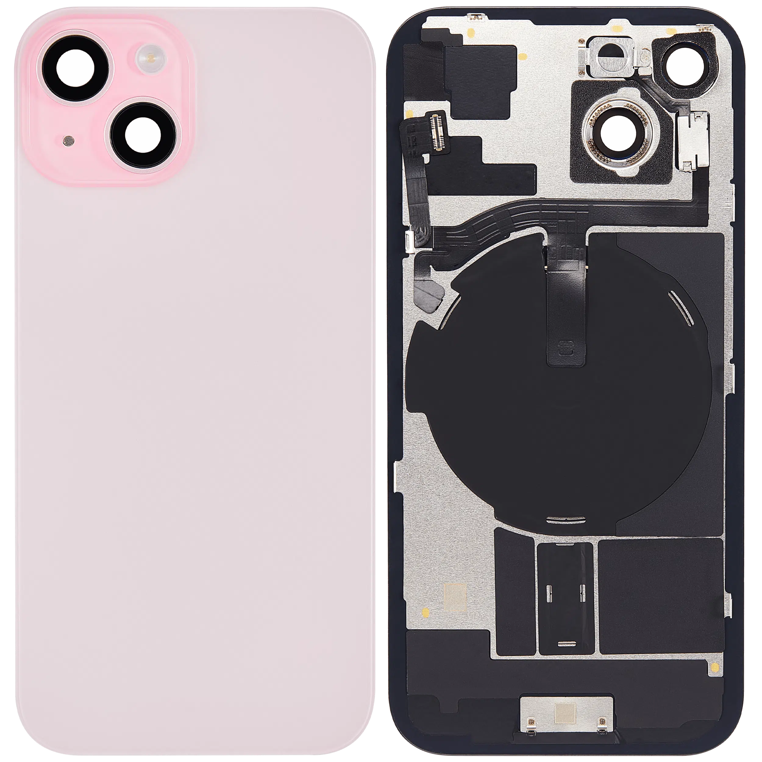 İphone 15 İle Uyumlu Arka Cam Kapak Çelik Plakalı Kablosuz NFC Şarjlı MagSafe Mıknatıslı