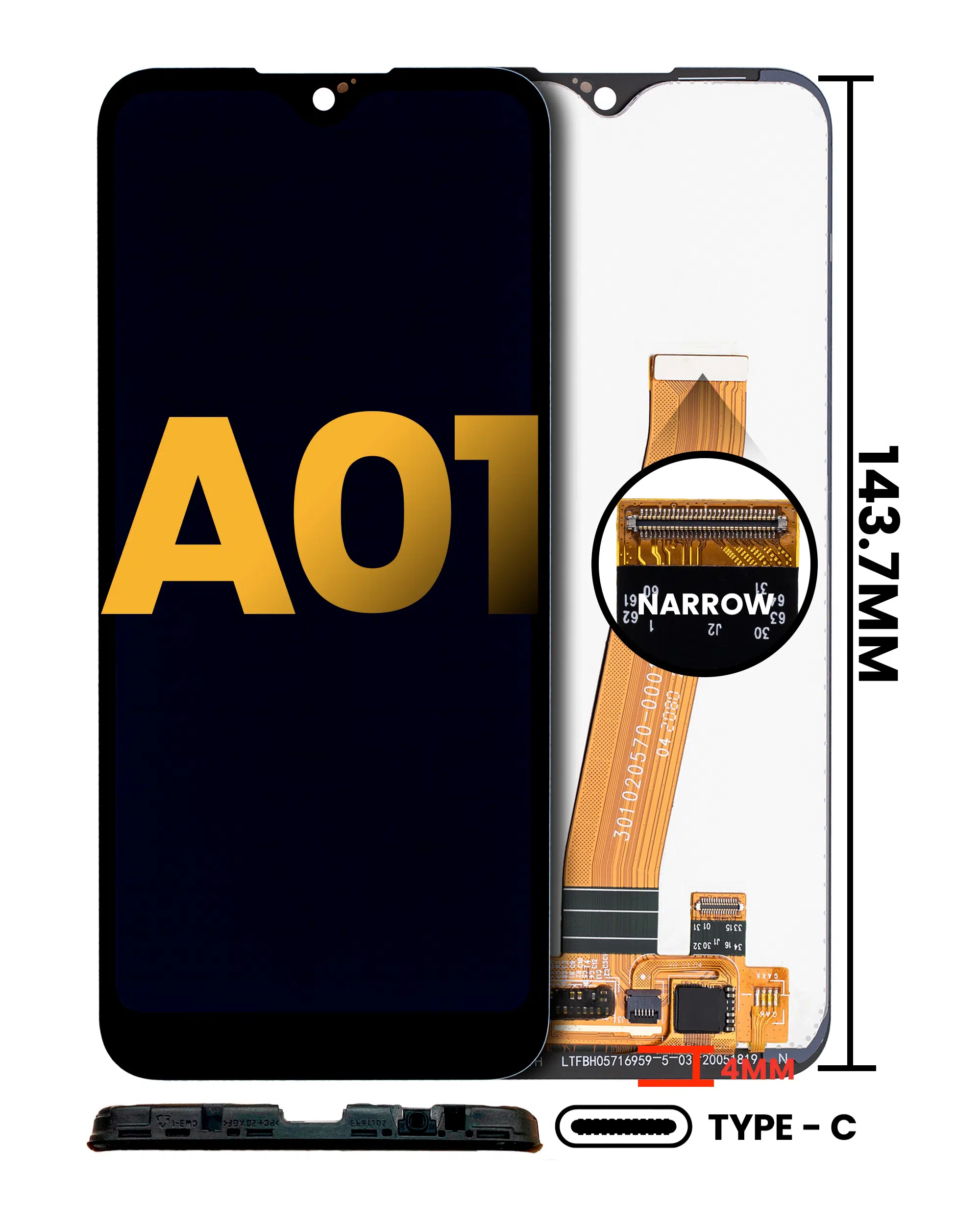 Samsung Galaxy A01 İle Uyumlu Çerçevesiz Ekran Dokunmatik (%100 Orijinal Ürün)