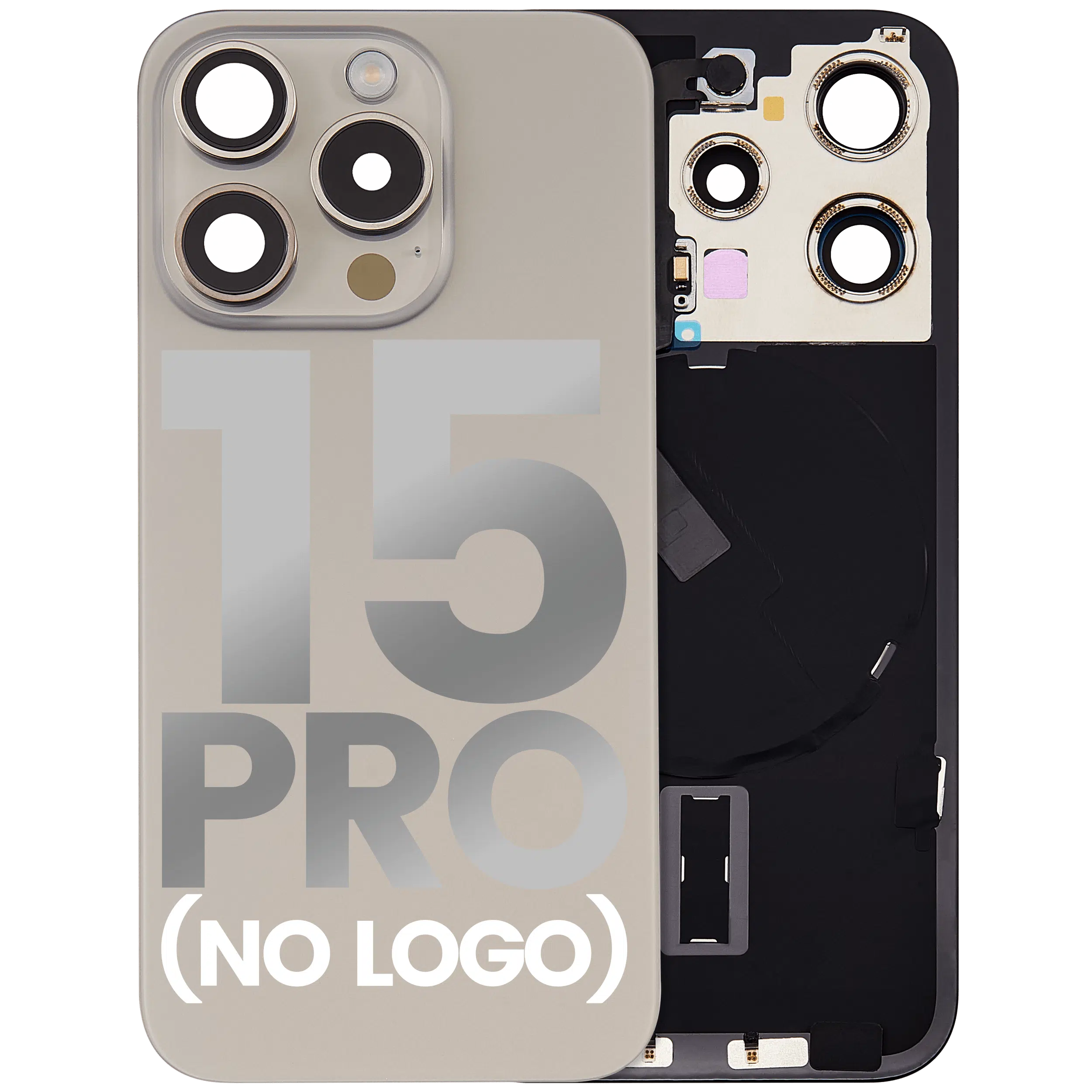 İphone 15 Pro İle Uyumlu Arka Cam Kapak Çelik Plakalı Kablosuz NFC Şarjlı MagSafe Mıknatıslı