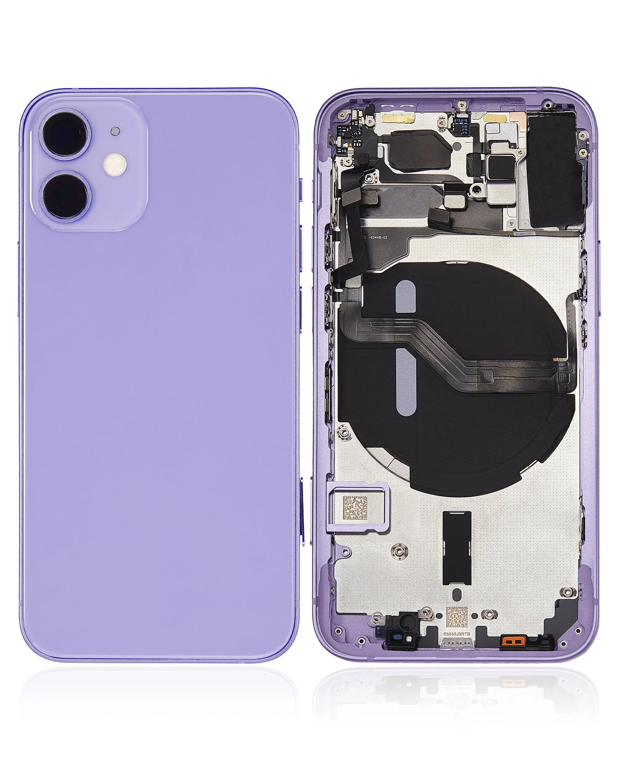 İphone 12 Mini İle Uyumlu Kasa Kapak Set Mor İçi Boş (Logolu) 1/1 Kasa