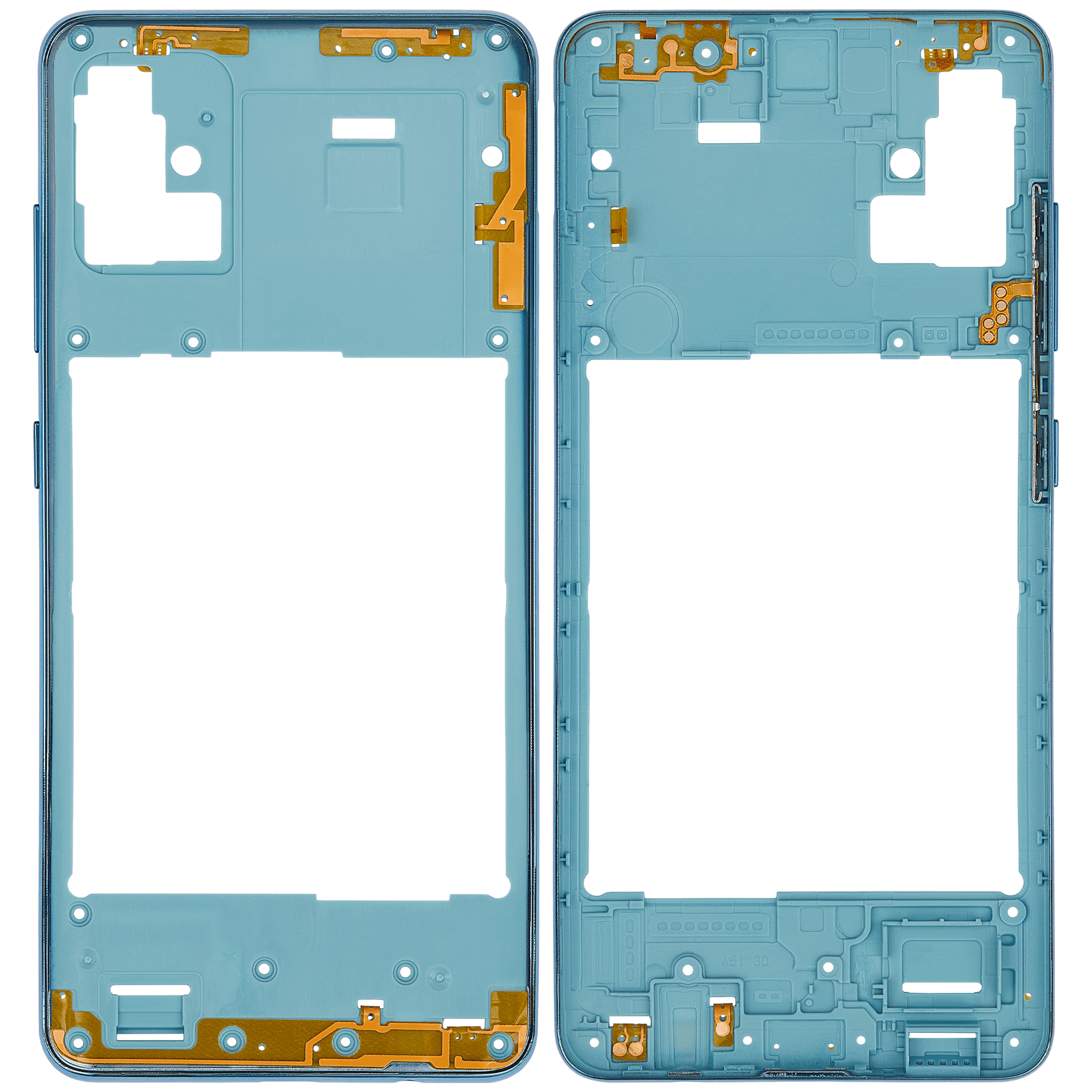 Samsung Galaxy A51 4G (A515 / 2019) (Prism Crush Blue) ile Uyumlu Orta Çerçeve Muhafaza 