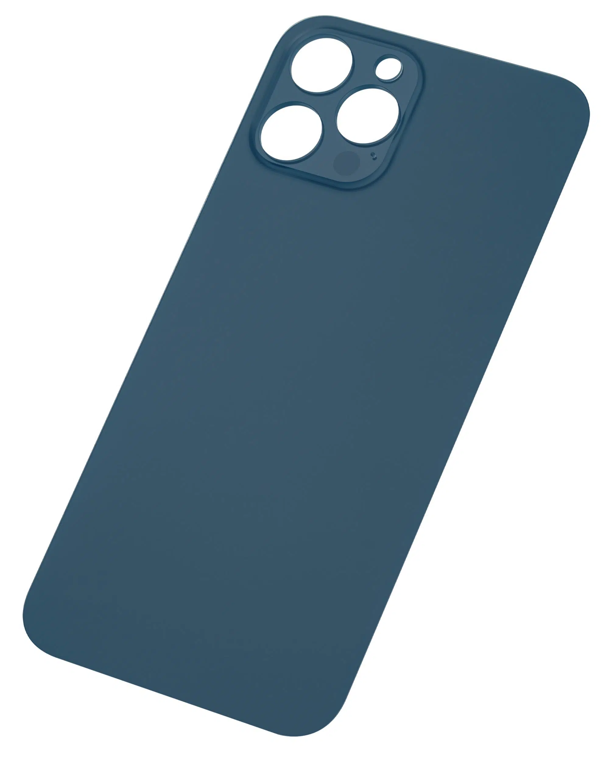 İphone 12 Pro Max İle Uyumlu Arka Cam Mavi (Logolu / Büyük Kamera Deliği)