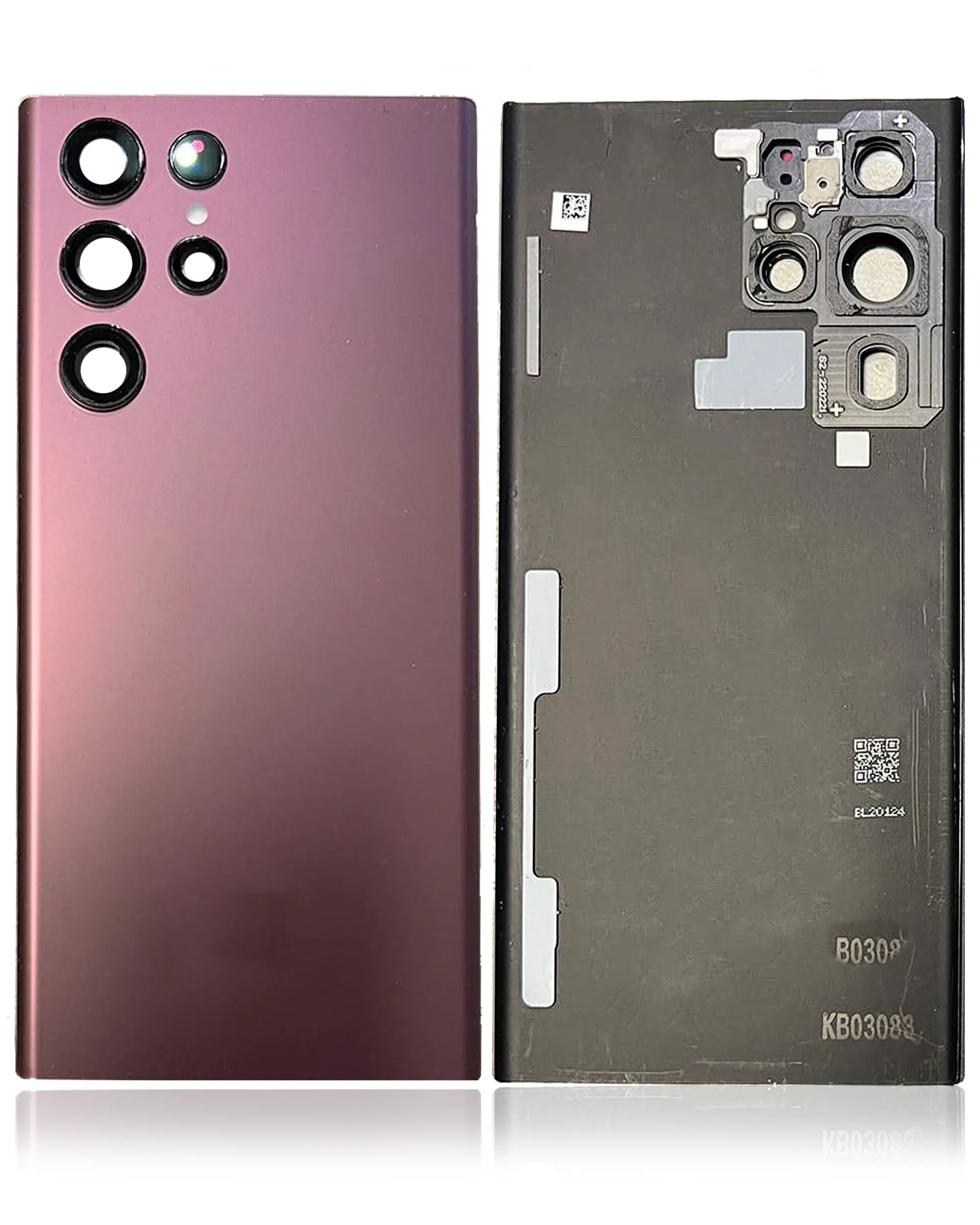 Arka Kapak Camı Kamera Lensli Uyumlu Samsung Galaxy S22 Ultra (Servis Paketi) (Bordo) 