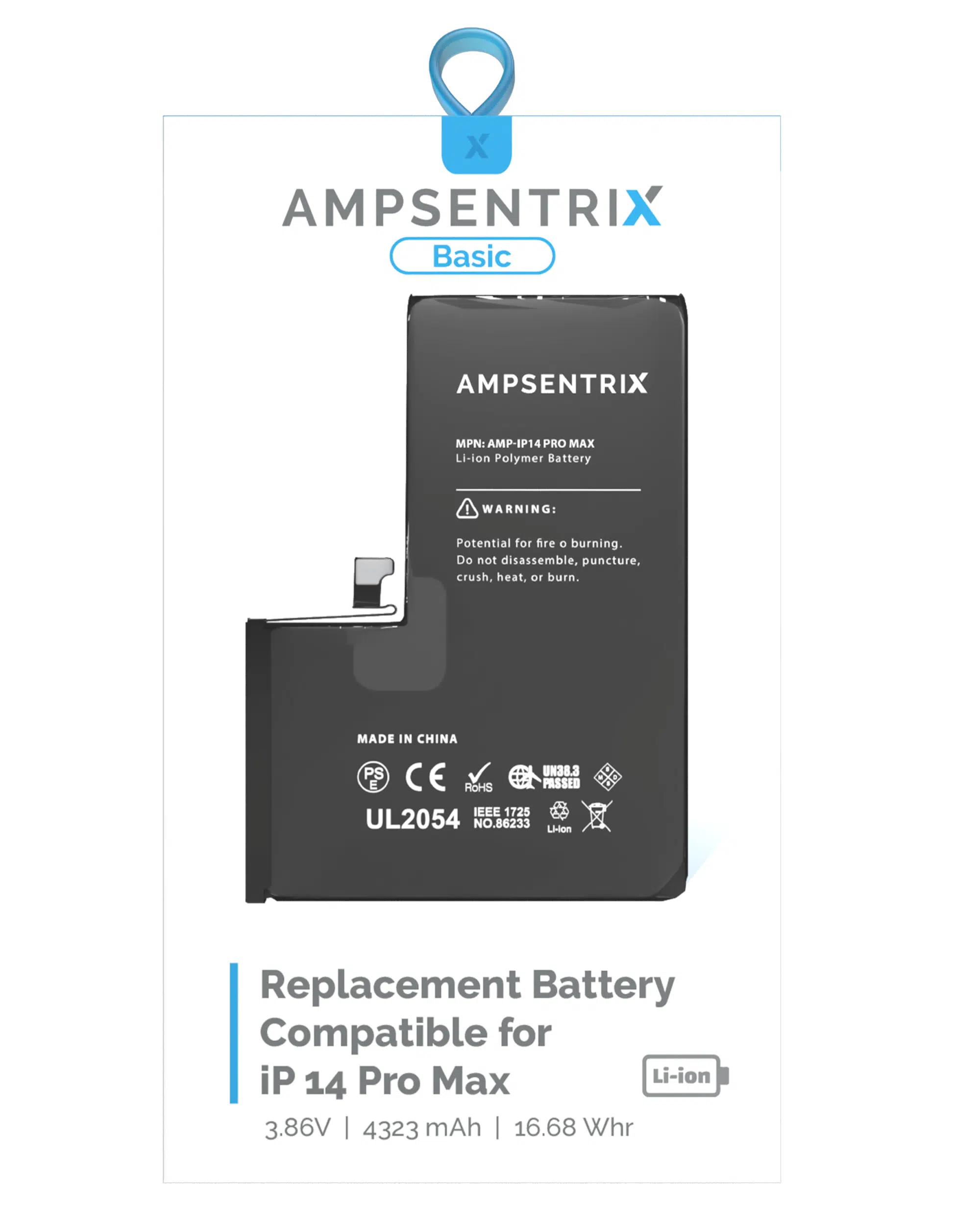 İphone 14 Pro Max (AmpSentrix Basic) ile Uyumlu Batarya Pil Garantili
