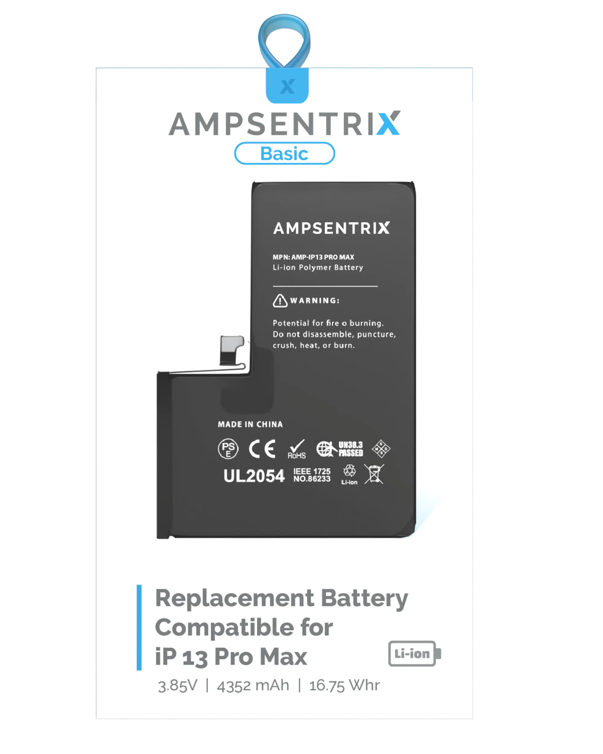 İphone 13 Pro Max (AmpSentrix Basic) ile Uyumlu Batarya Pil Garantili