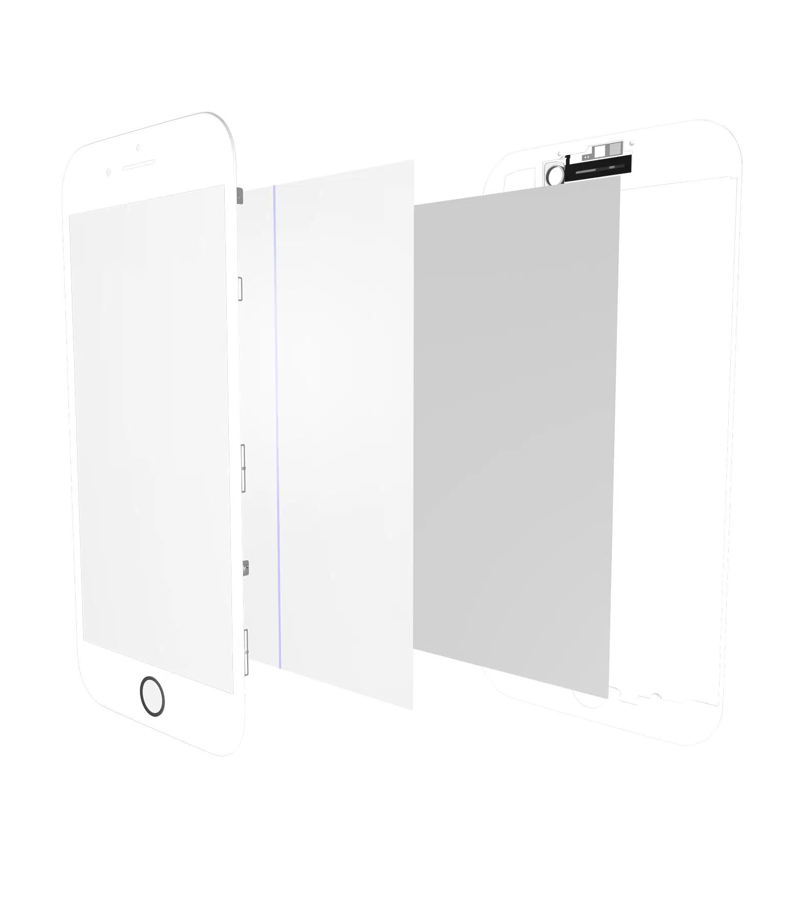4'ü 1 Arada (Ön Cam + Polarize + Çerçeve + OCA Önceden Yüklenmiş) İphone 8 Plus (2'li Paket)