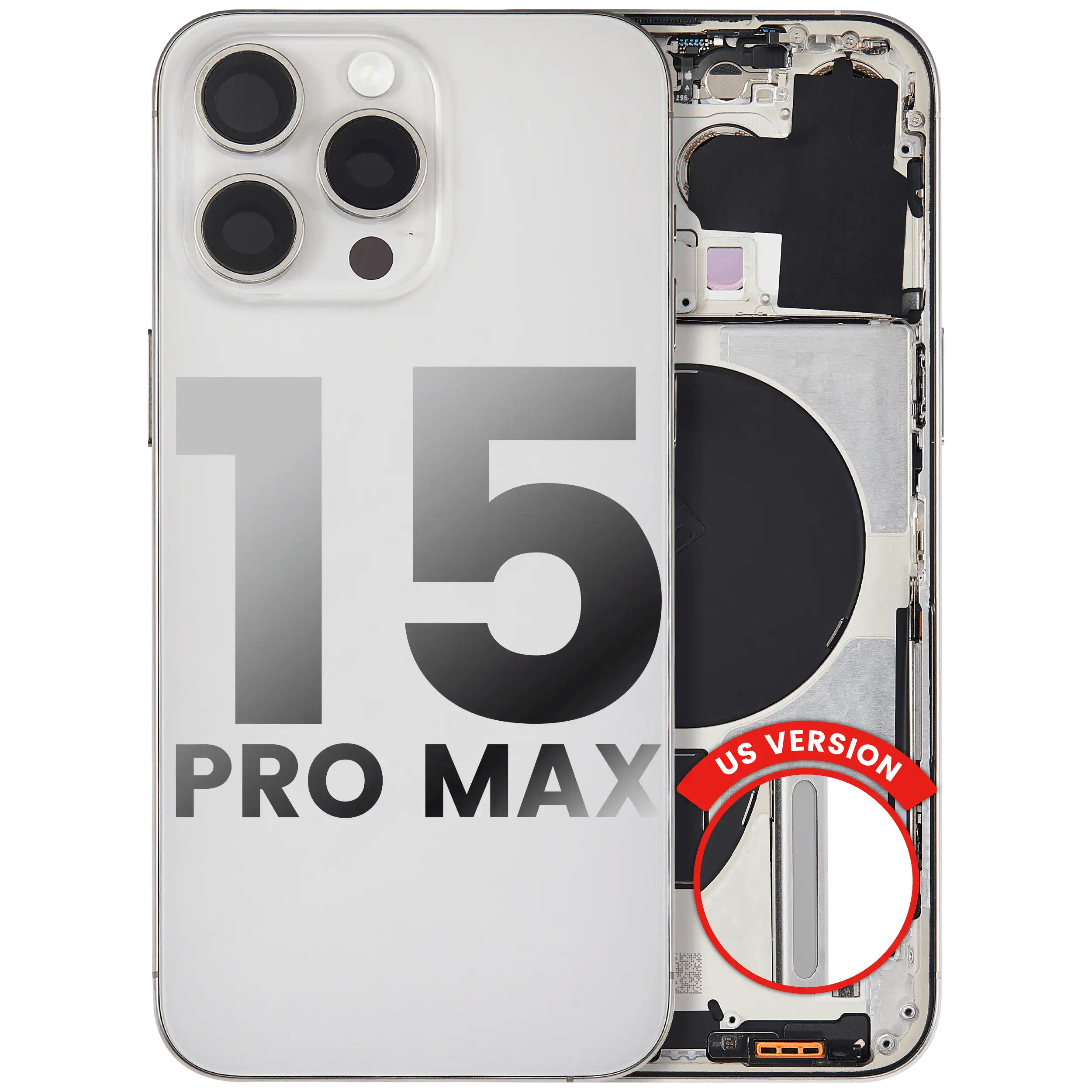 Arka Muhafaza W/Küçük Önceden Yüklenmiş İphone 15 Pro Max ile Uyumlu (ABD Versiyonu) (Kullanılan OEM Çekme: Gri...