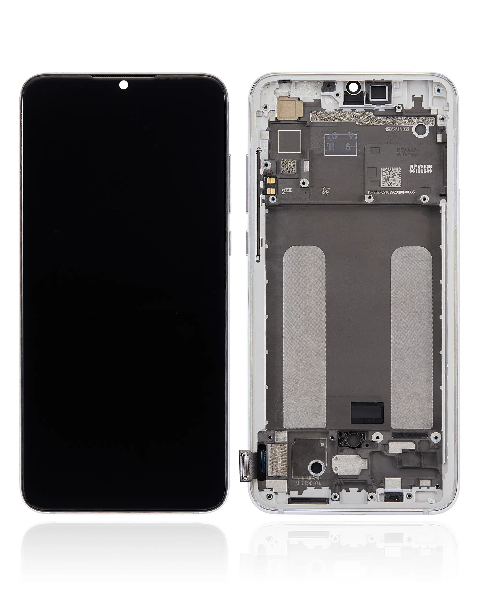 Xiaomi CC9 ile Uyumlu Çerçeveli Ekran Dokunmatik (Beyaz) (Oled)