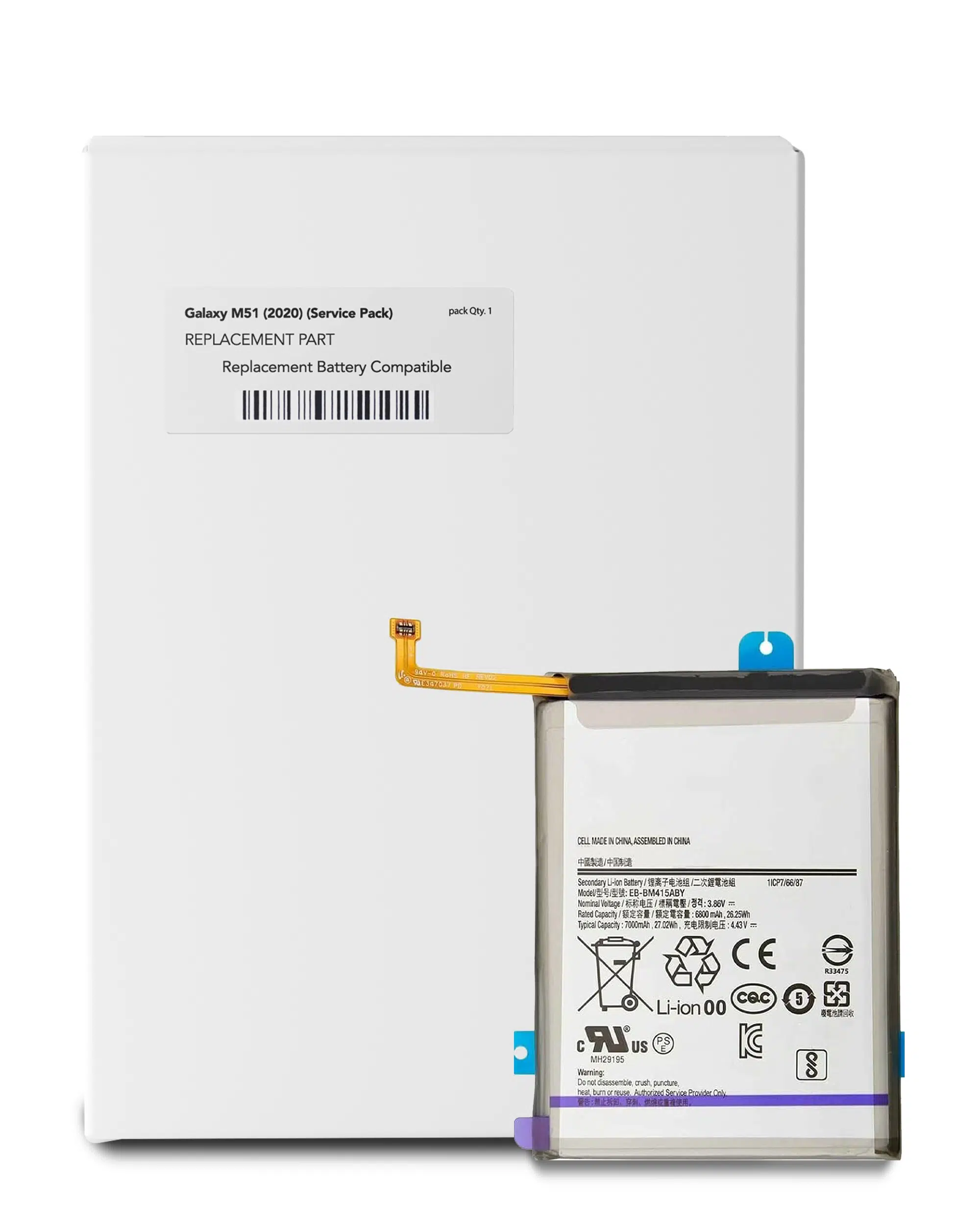 Samsung Galaxy M51 (M515 / 2020) (EB-BM415ABY) (Servis Paketi) İle Uyumlu Batarya Pil Garantili 