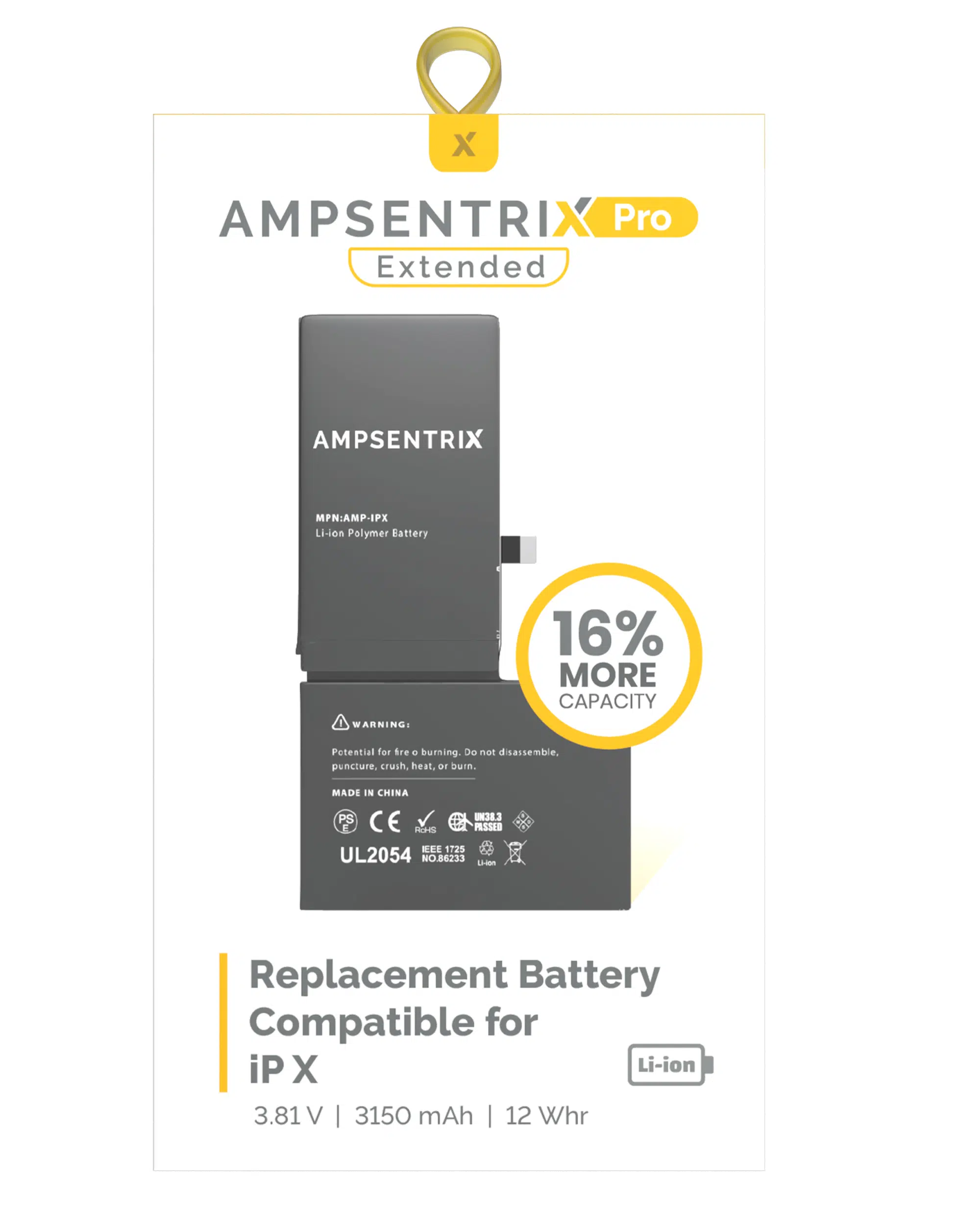 İphone X ile Uyumlu Batarya Pil Garantili (AmpSentrix Pro Extended)