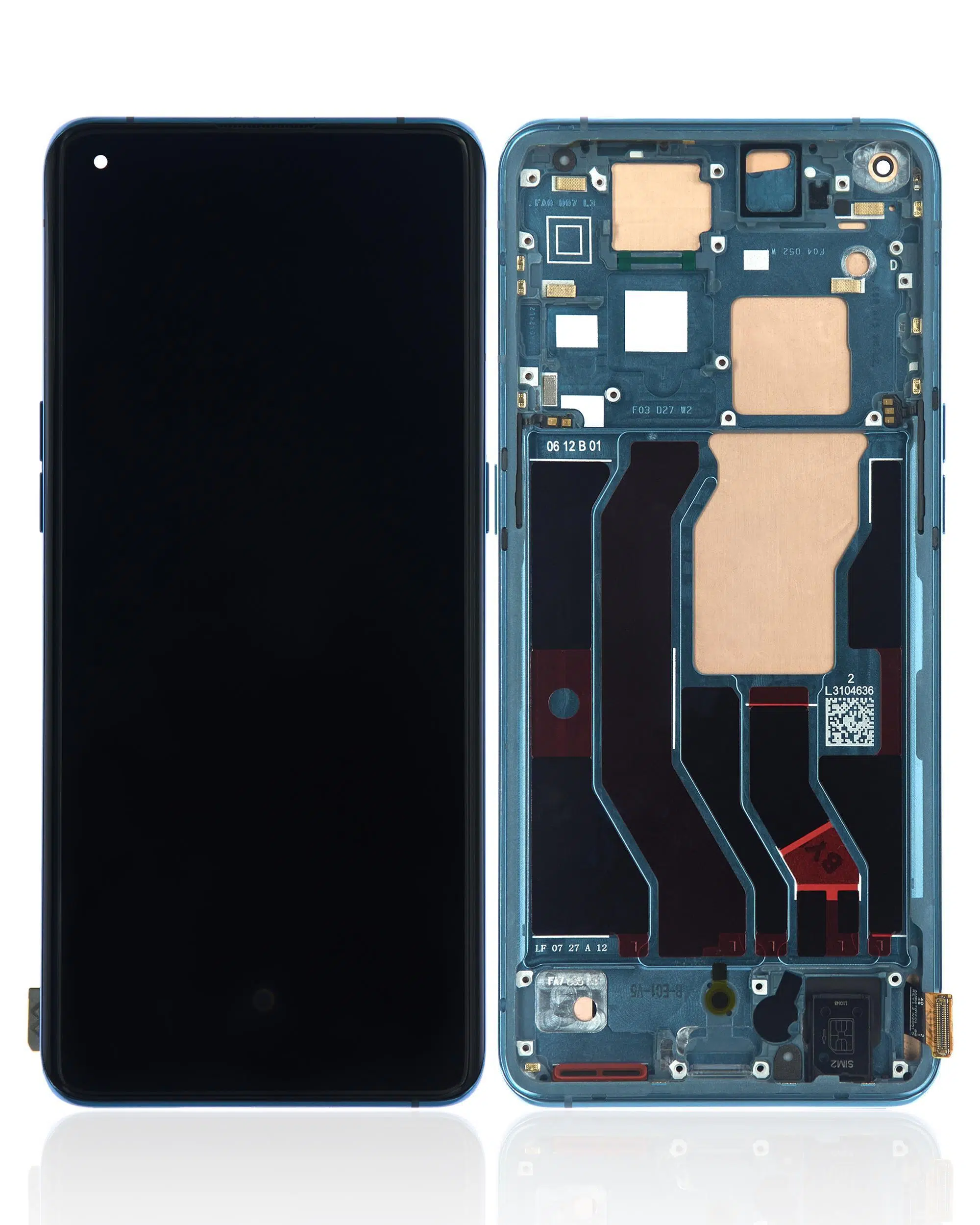 Oppo Find X3 Pro İle Uyumlu Çerçeveli Ekran Dokunmatik (Mavi)