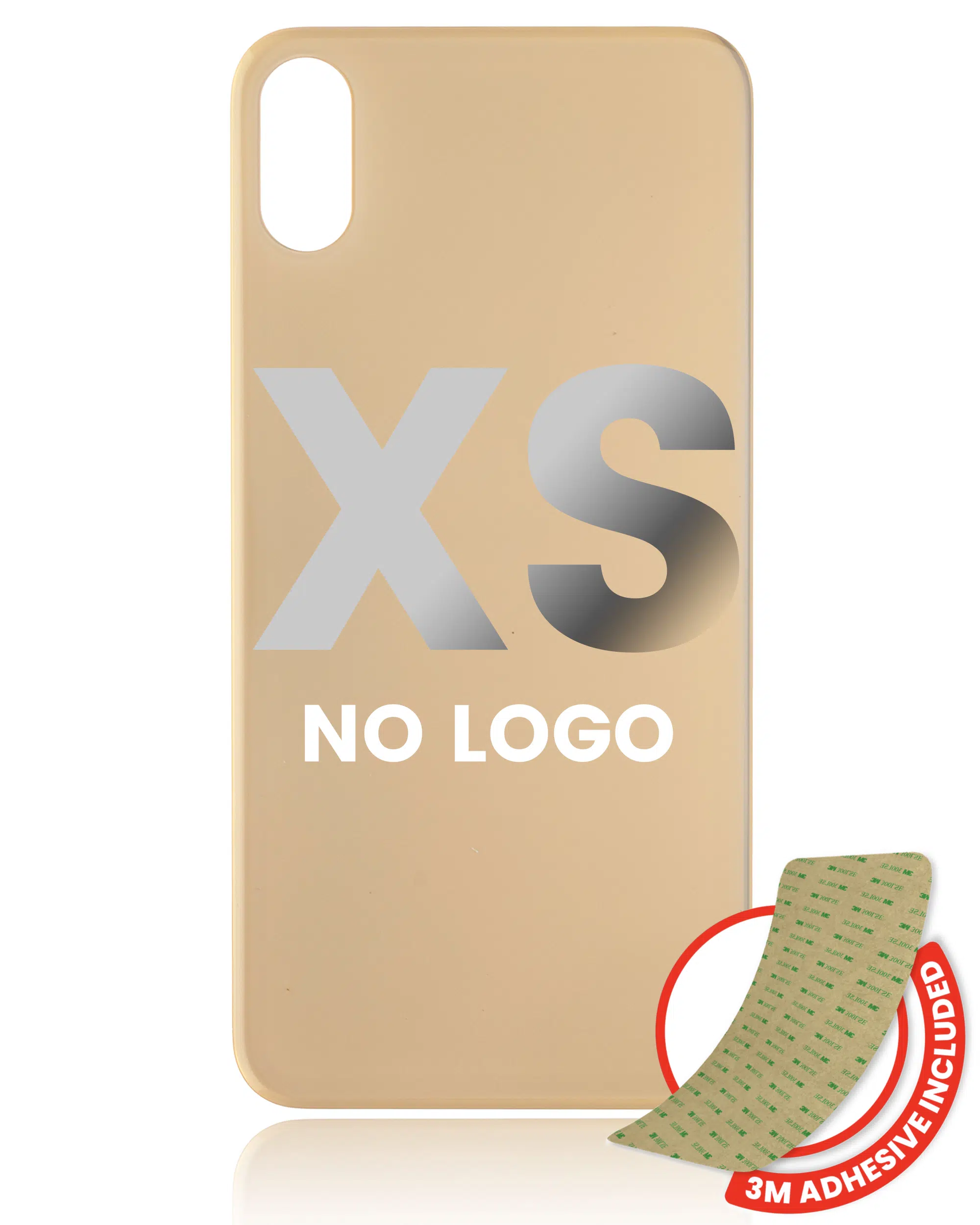 İphone XS İle Uyumlu Arka Cam Gold (Logolu / Büyük Kamera Deliği)