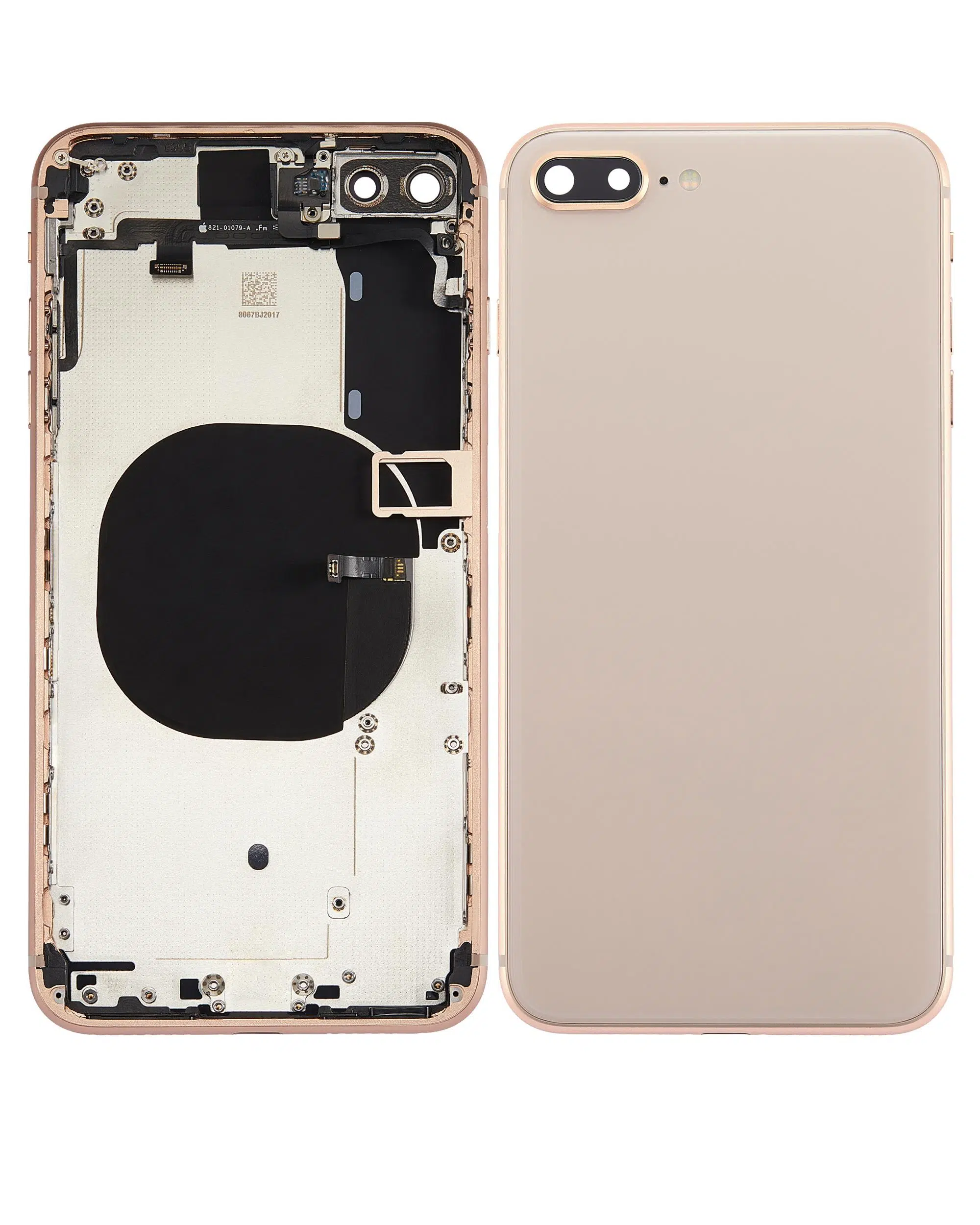 İphone 8 Plus İle Uyumlu Kasa Kapak Set Gold İçi Boş (Logolu) 1/1 Kasa