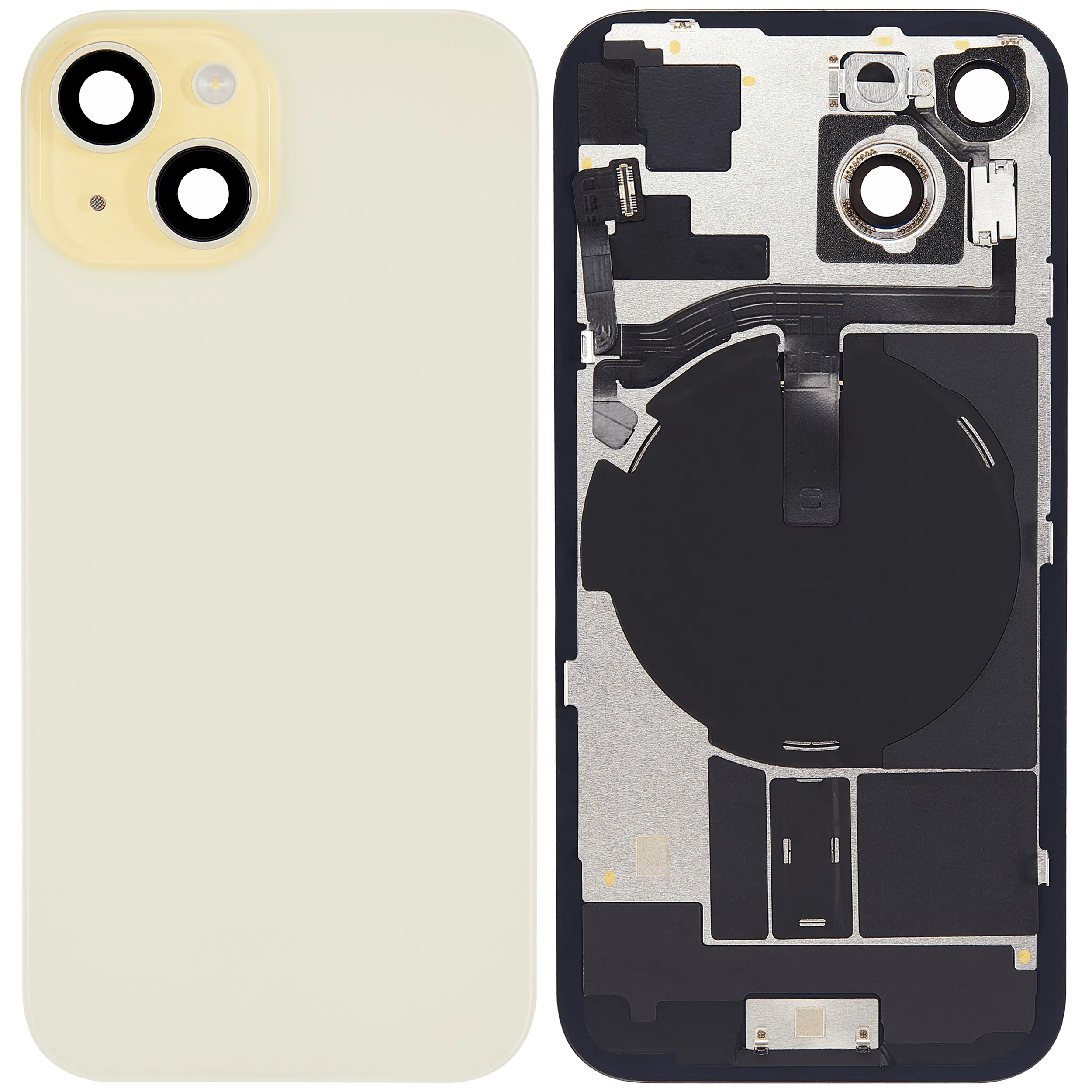 İphone 15 İle Uyumlu Arka Cam Kapak Çelik Plakalı Kablosuz NFC Şarjlı MagSafe Mıknatıslı