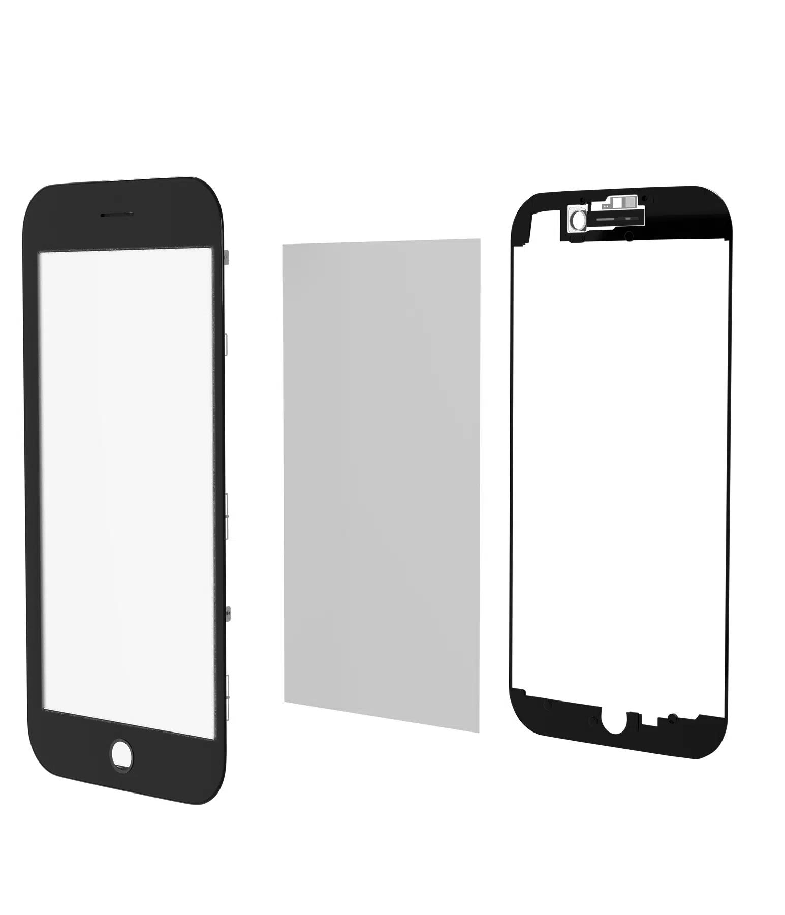 3'ü 1 Arada (OCA Önceden Yüklenmiş Cam + Çerçeve) İphone 8 Plus (OCA Master) (2'li Paket)