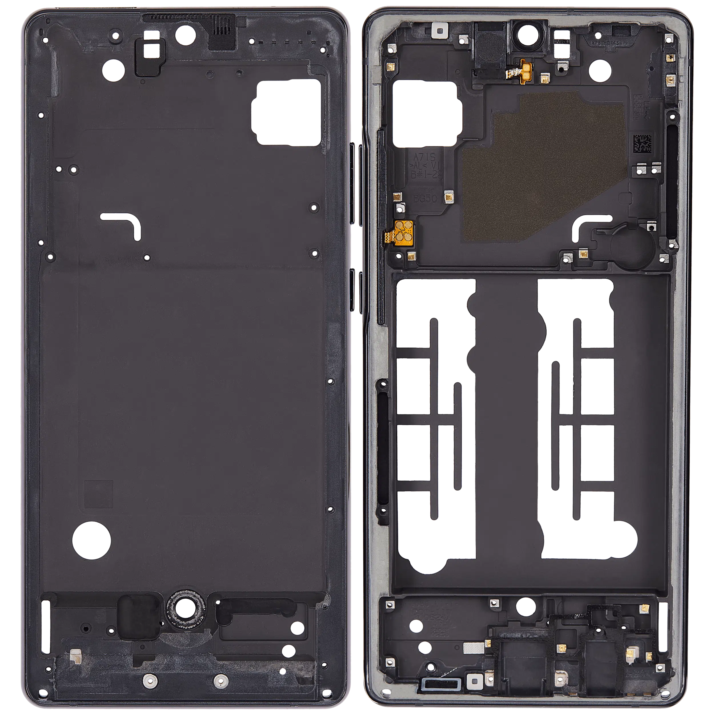 Samsung Galaxy A71 5G UW (A716V / 2020) (Prizma Küp Siyah) ile Uyumlu Orta Çerçeve Muhafaza 