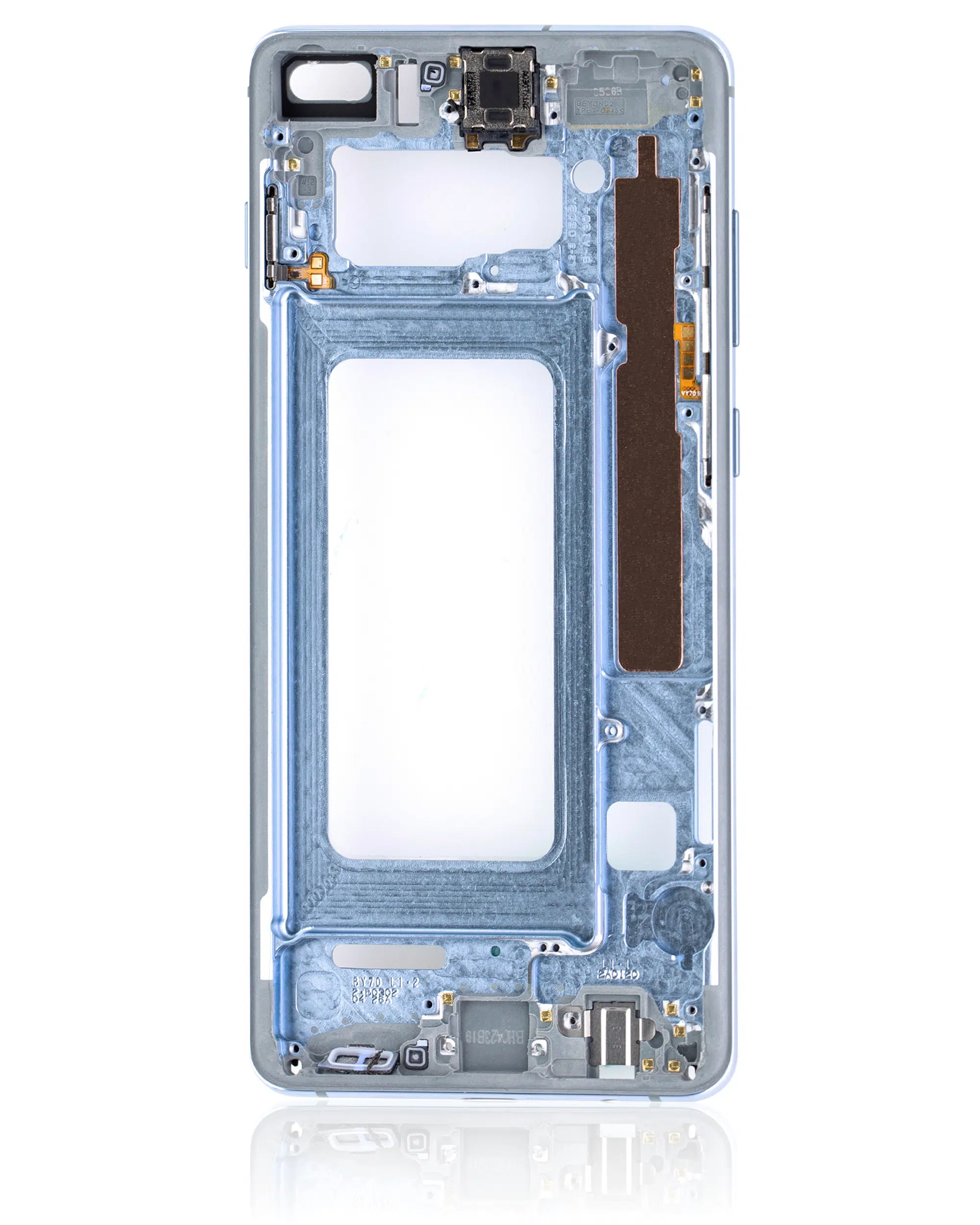 Samsung Galaxy S10 Plus ile Uyumlu Orta Çerçeve Muhafaza (Küçük Parçalarla) (Prizma Mavisi) 