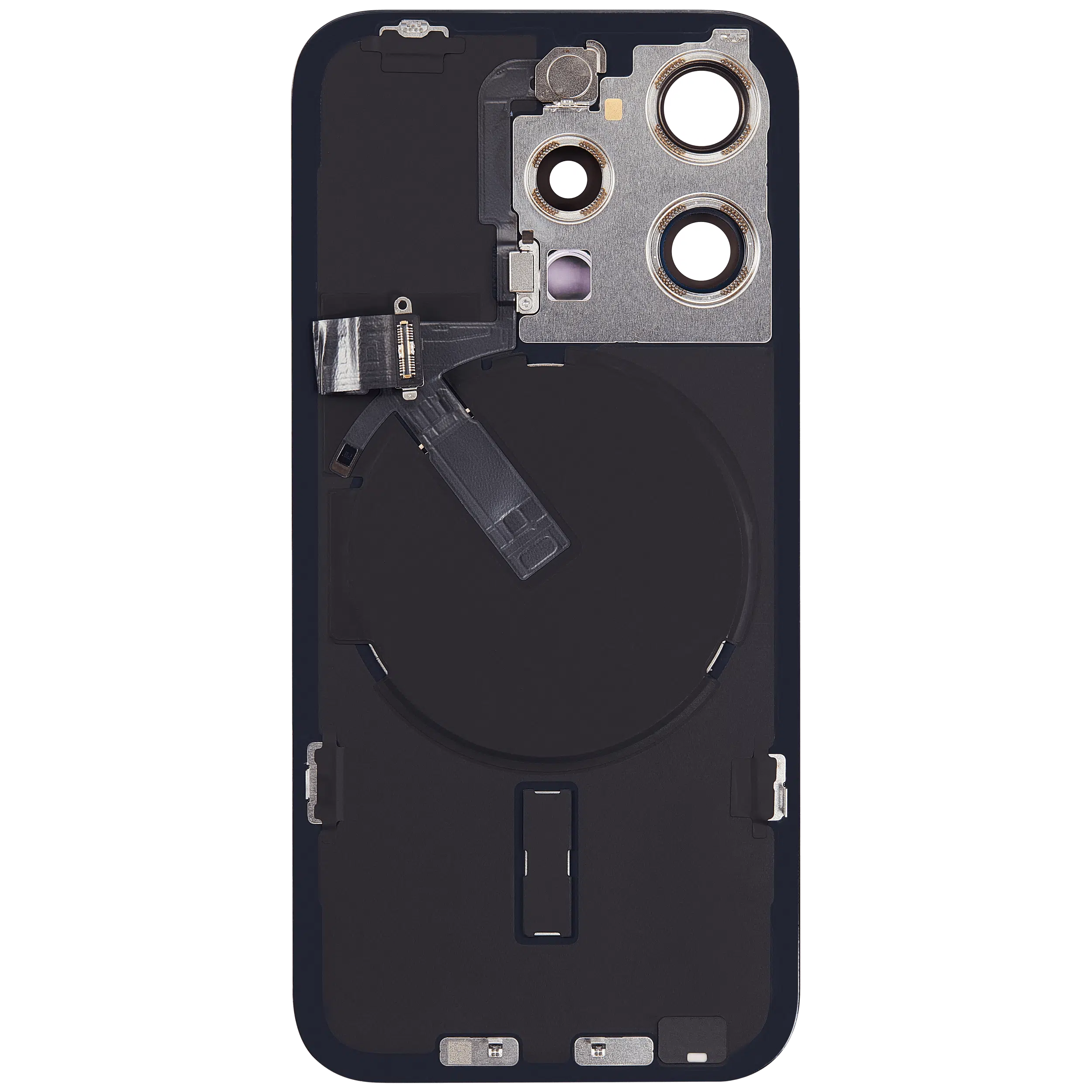 İphone 15 Pro İle Uyumlu Arka Cam Kapak Çelik Plakalı Kablosuz NFC Şarjlı MagSafe Mıknatıslı