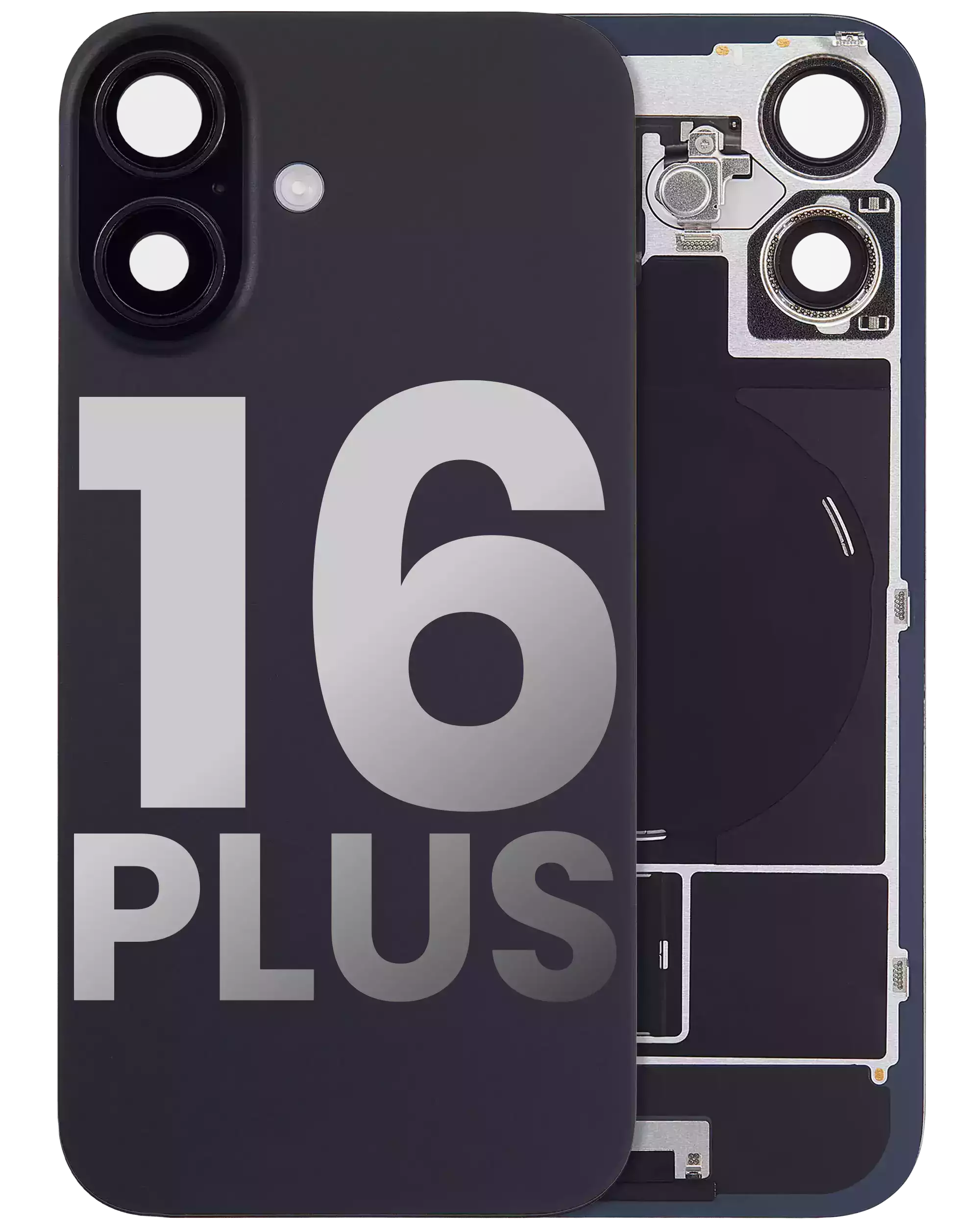 İphone 16 Plus İle Uyumlu Arka Cam Kapak Çelik Plakalı Kablosuz NFC Şarjlı MagSafe Mıknatıslı