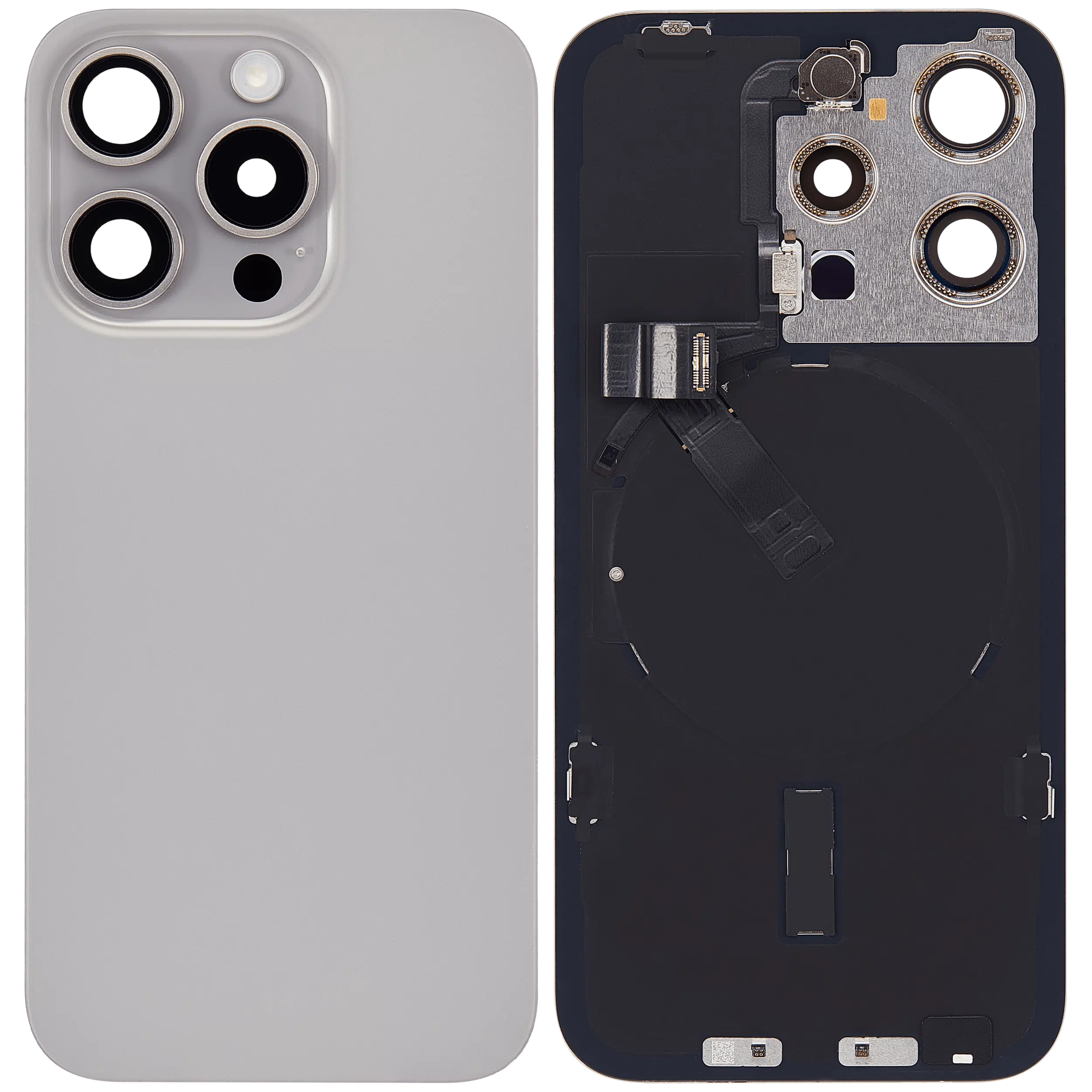 İphone 15 Pro İle Uyumlu Arka Cam Kapak Çelik Plakalı Kablosuz NFC Şarjlı MagSafe Mıknatıslı