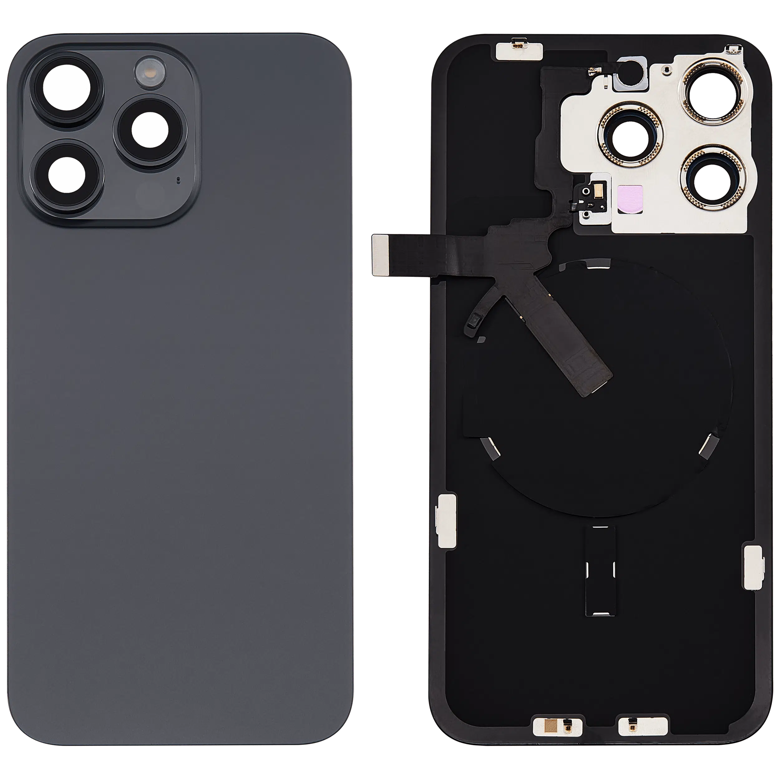 İphone 15 Pro Max İle Uyumlu Arka Cam Kapak Çelik Plakalı Kablosuz NFC Şarjlı MagSafe Mıknatıslı