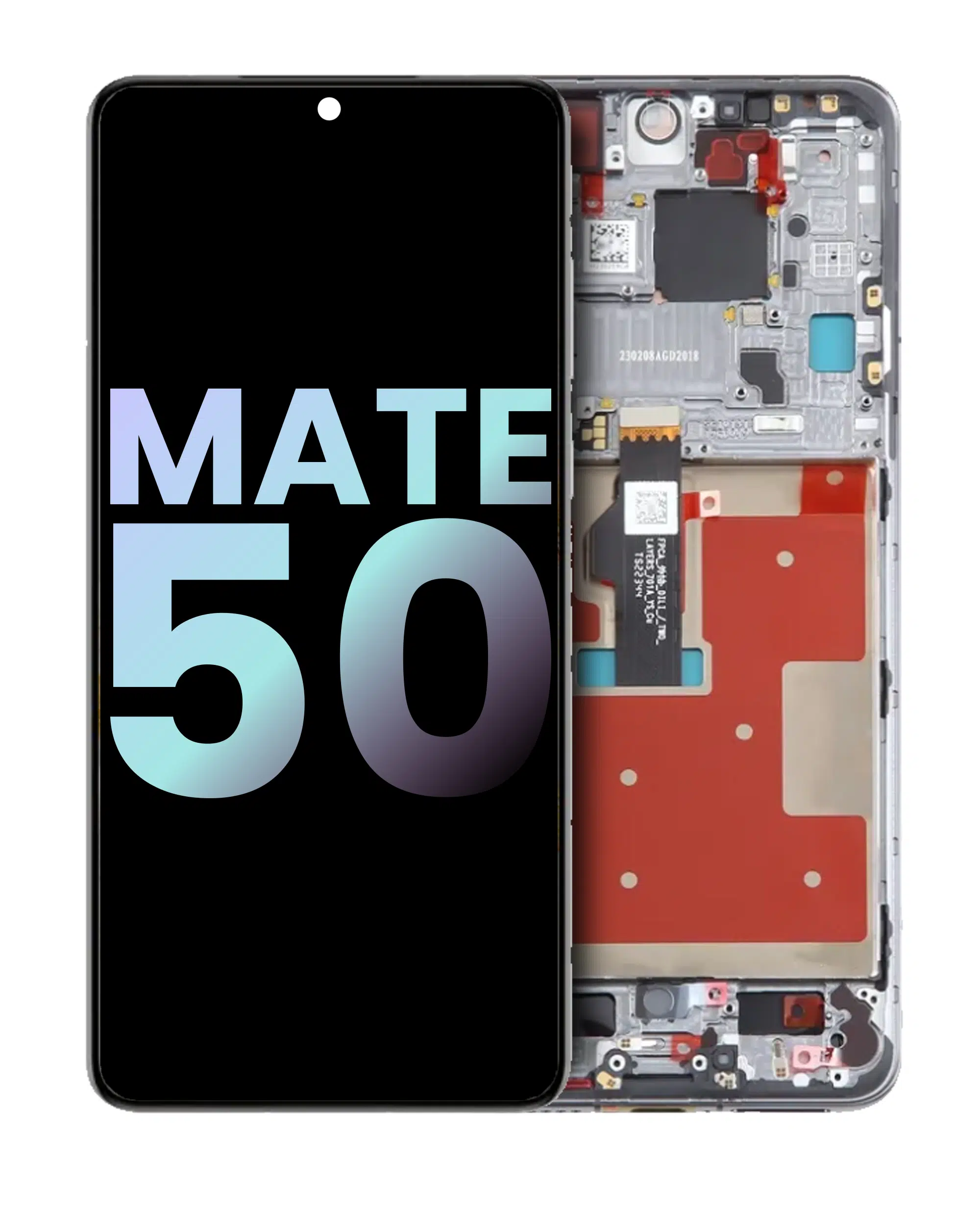 Huawei Mate 50 İle Uyumlu Çerçeveli OLED Ekranı(%100 Orijinal Ürün OEM) (Gümüş)