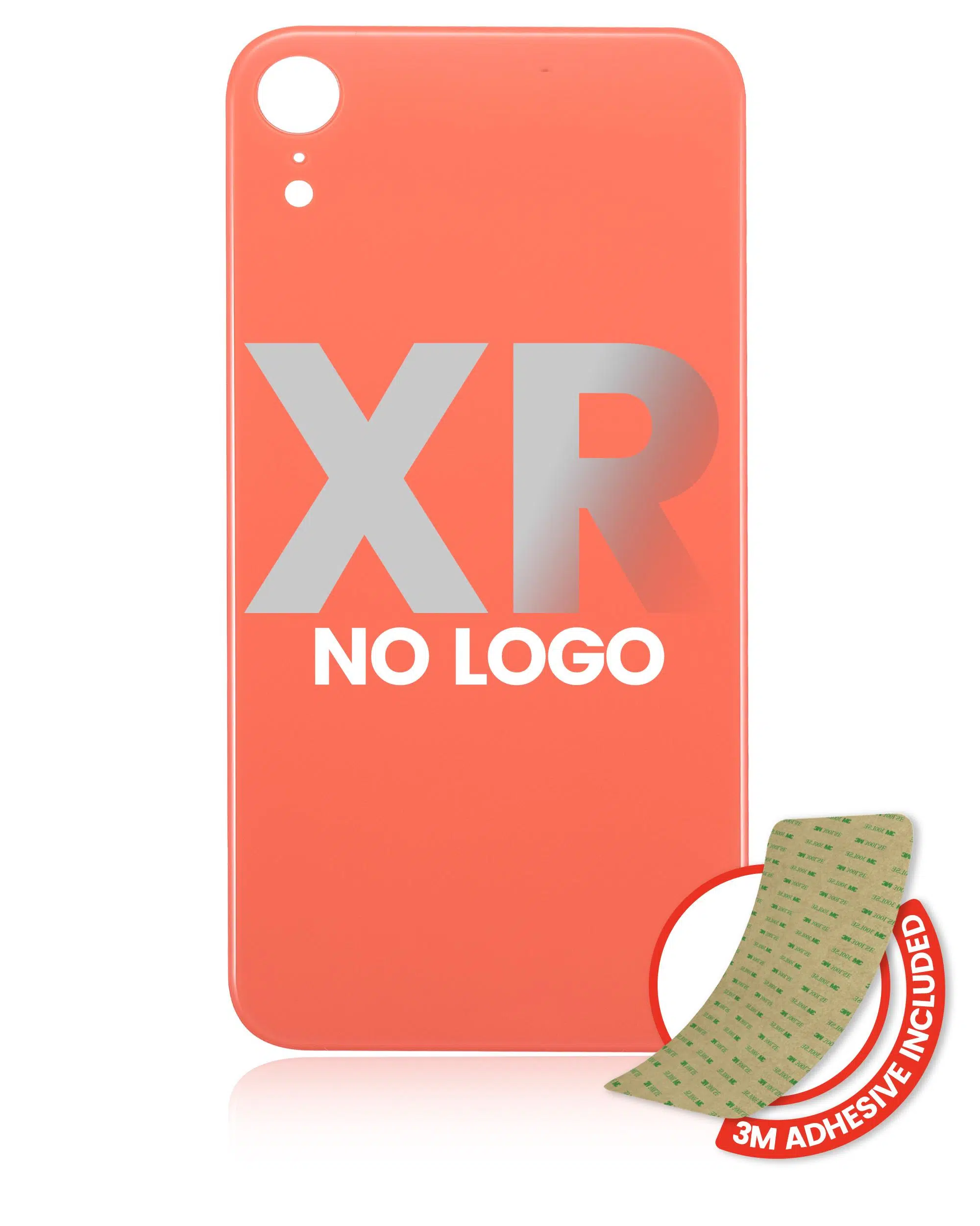 İphone XR İle Uyumlu Arka Cam Mercan (Logolu / Büyük Kamera Deliği)