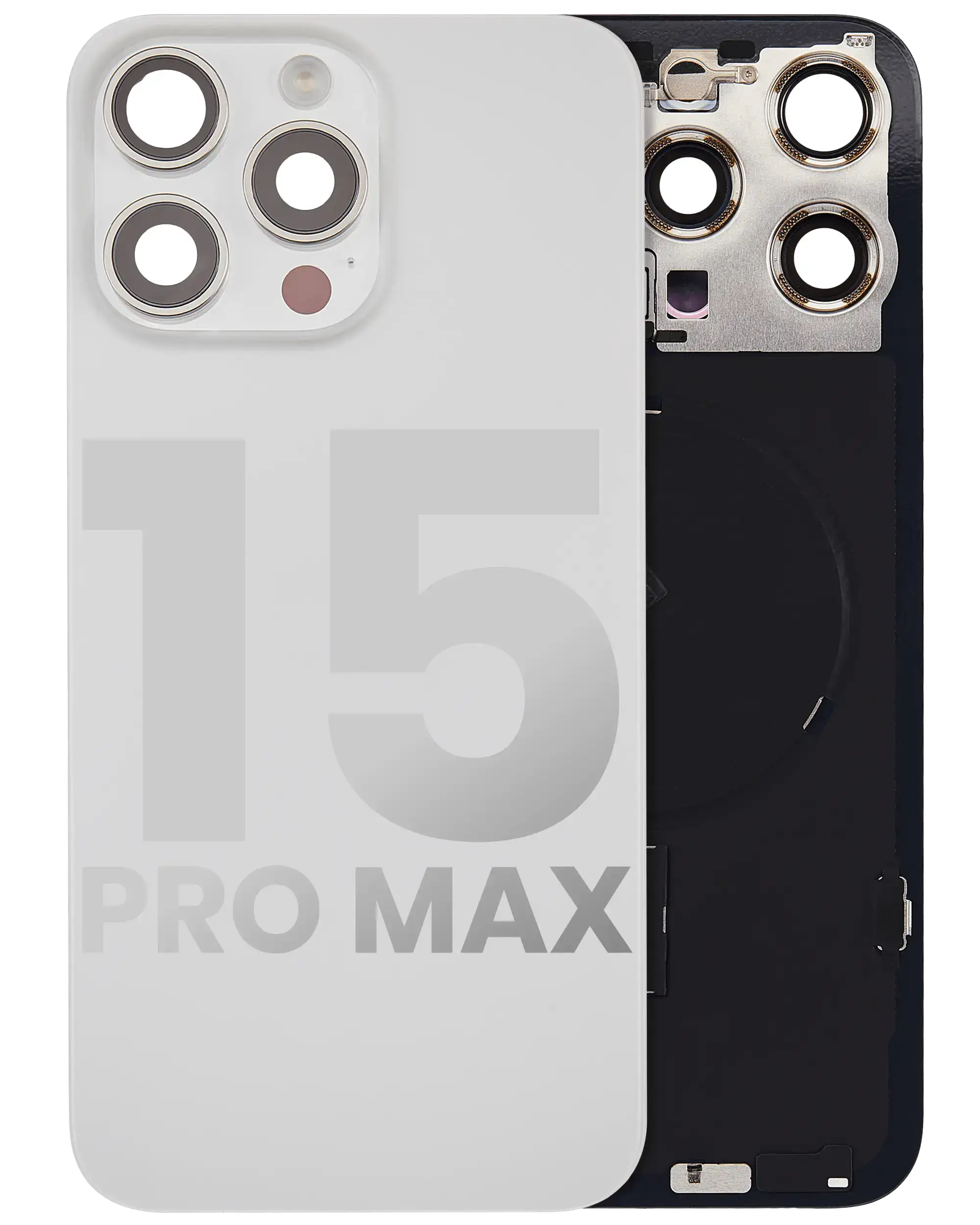 İphone 15 Pro Max İle Uyumlu Arka Cam Kapak Çelik Plakalı Kablosuz NFC Şarjlı MagSafe Mıknatıslı