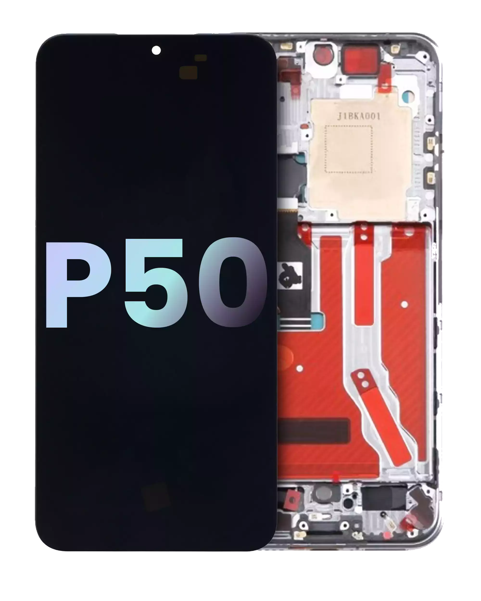 Huawei P50 İle Uyumlu Çerçeveli Ekran Dokunmatik (Beyaz)