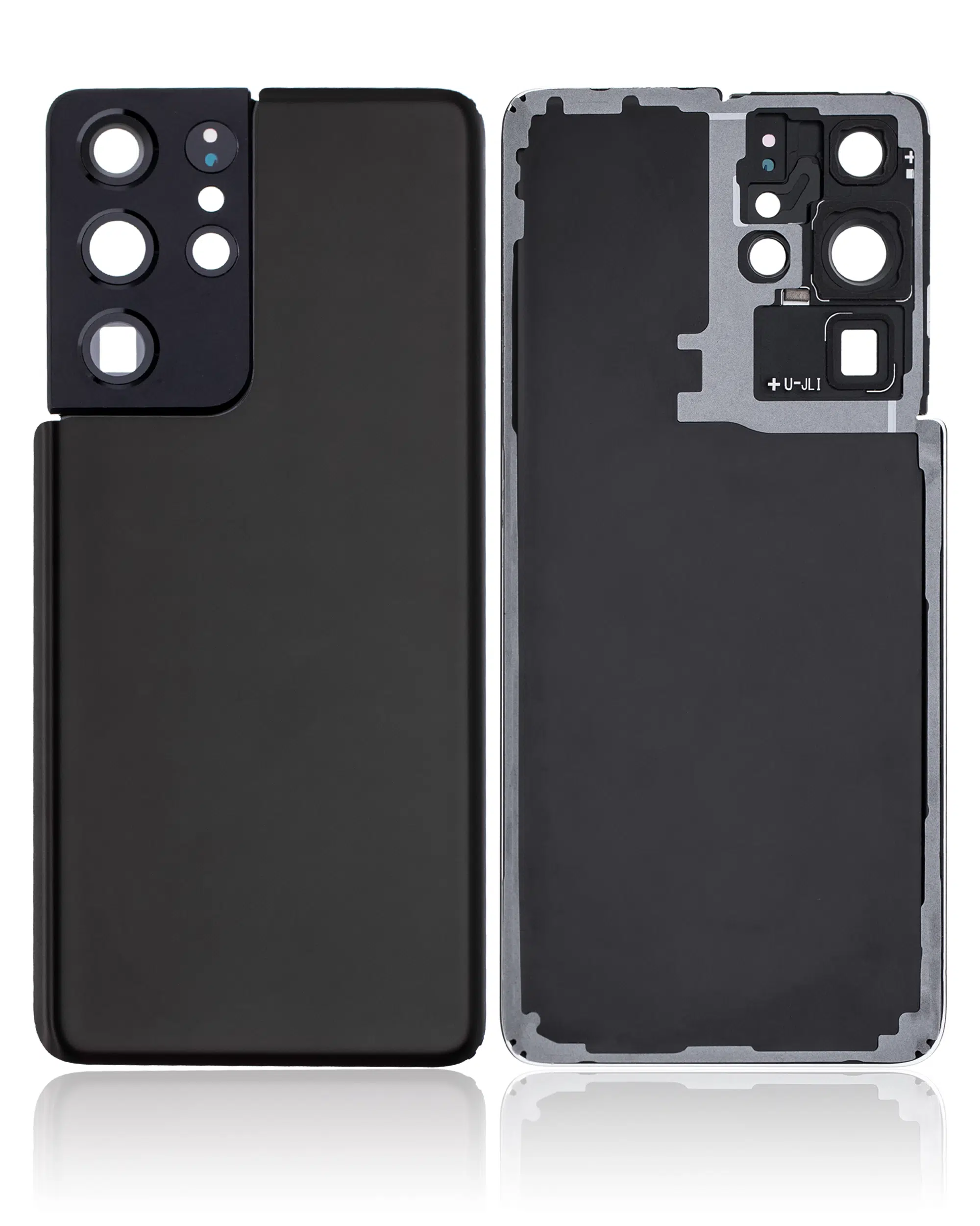 Samsung Galaxy S21 Ultra İle Uyumlu Kamera Lensli Arka Kapak Camı (Servis Paketi) (Phantom Bl... 