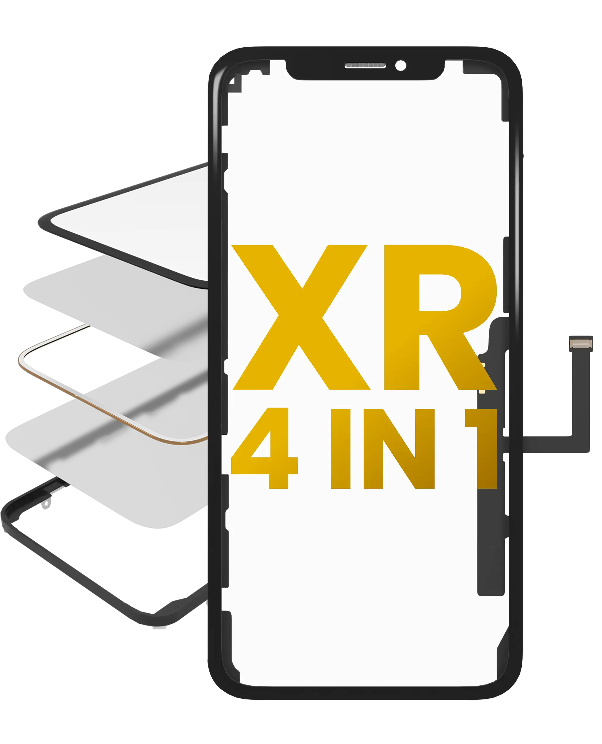 4'ü 1 Arada (Önceden Yüklenmiş OCA'lı Cam + Çerçeve + Sayısallaştırıcı) İphone XR (OCA Master) ile Uyumlu