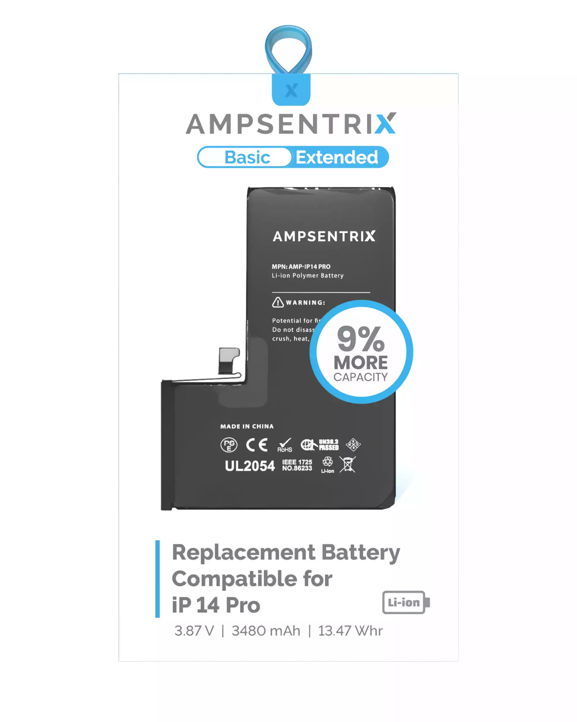 İphone 14 Pro ile Uyumlu Batarya Pil Garantili (AmpSentrix Basic Extended)
