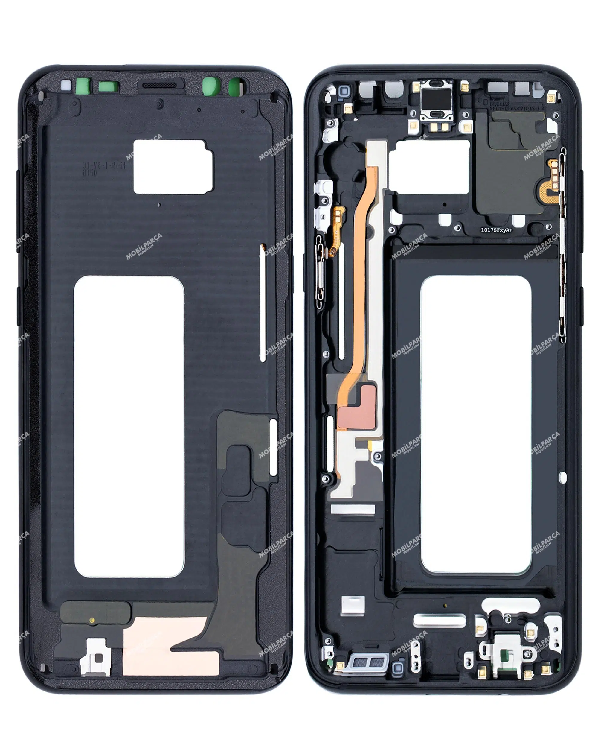 Samsung Galaxy S8 Plus ile Uyumlu Orta Çerçeve Muhafaza (Küçük Parçalarla) (Gece ​​Yarısı Siyahı) 